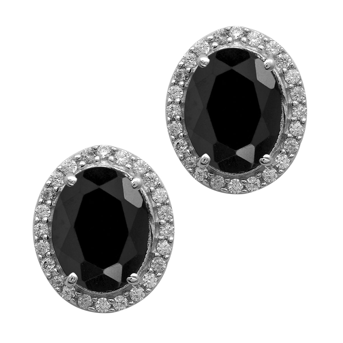 Multi Stone Halo Stud Earrings -Sterling Silver