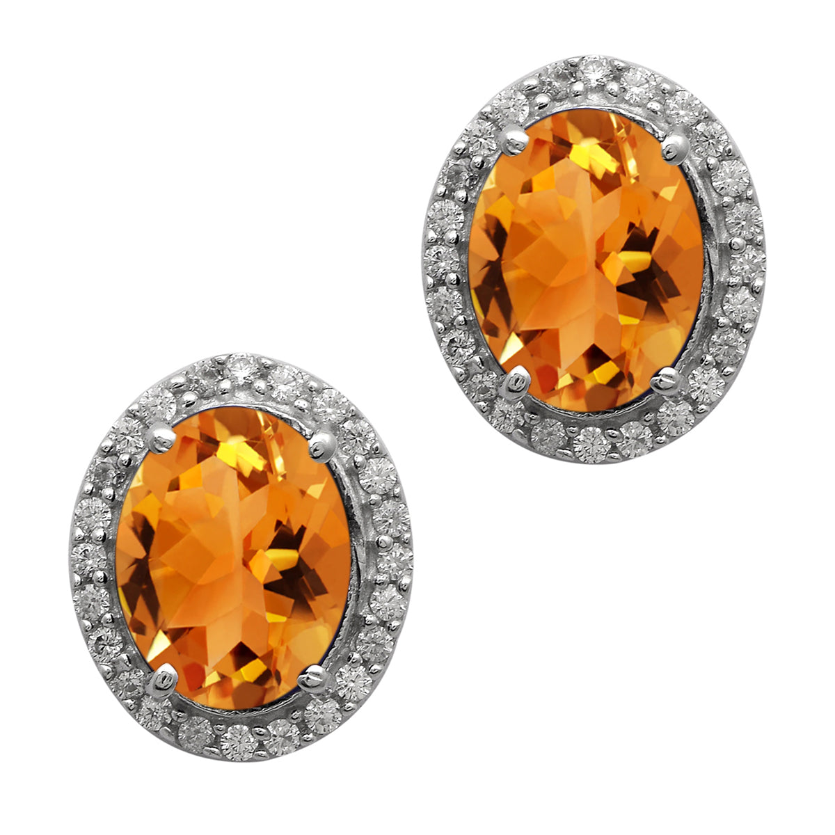 Multi Stone Halo Stud Earrings -Sterling Silver