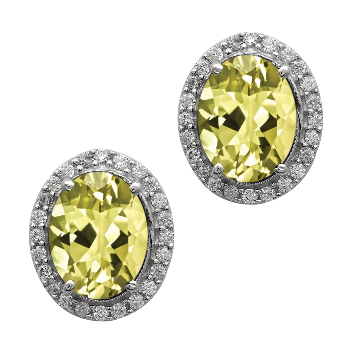 Multi Stone Halo Stud Earrings -Sterling Silver