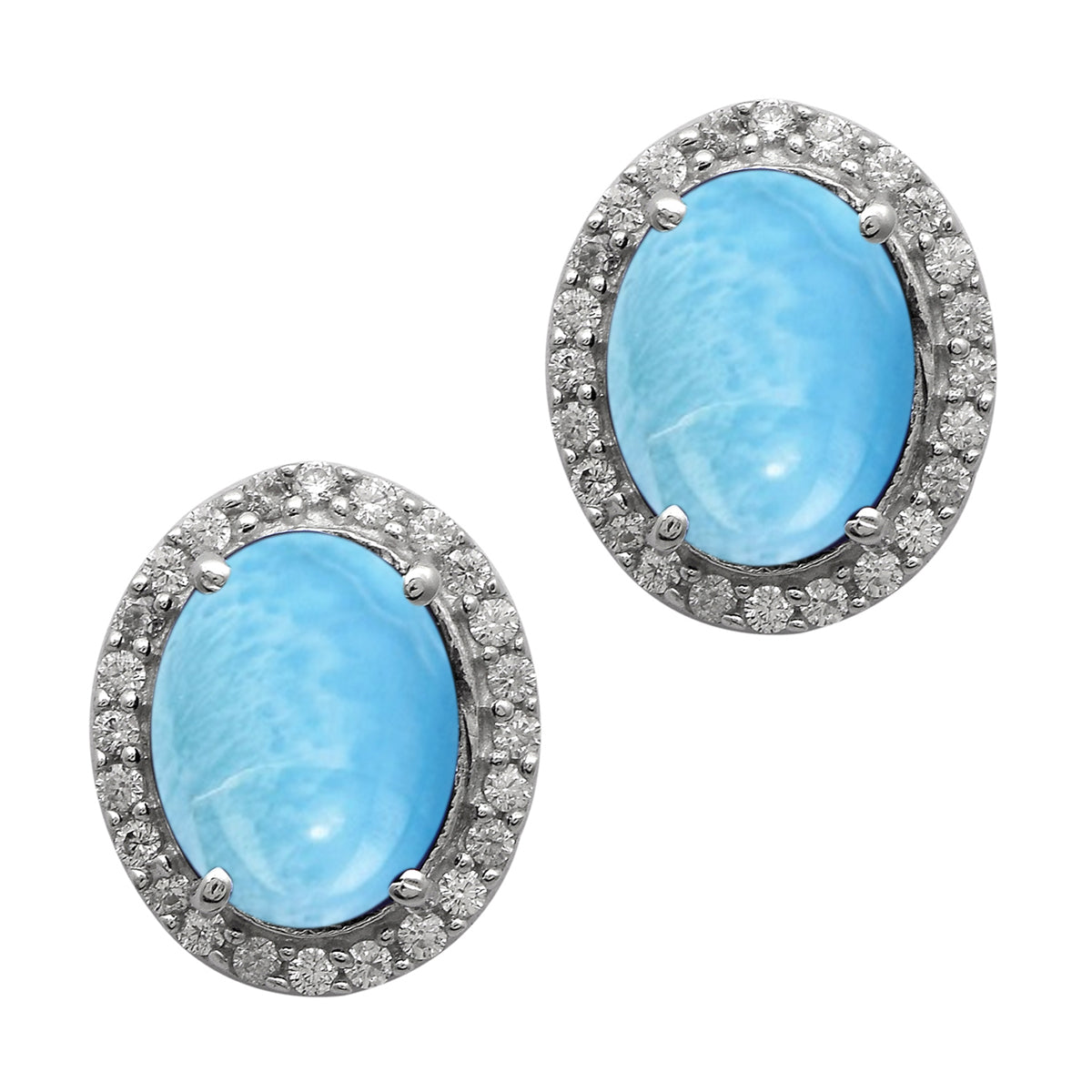 Multi Stone Halo Stud Earrings -Sterling Silver