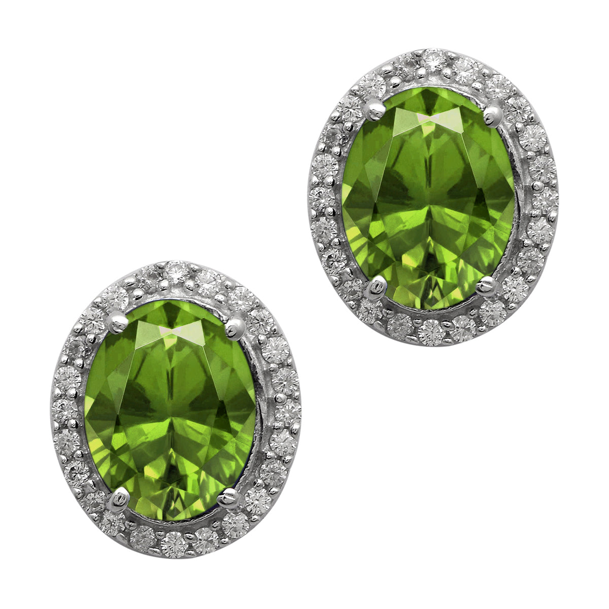 Multi Stone Halo Stud Earrings -Sterling Silver