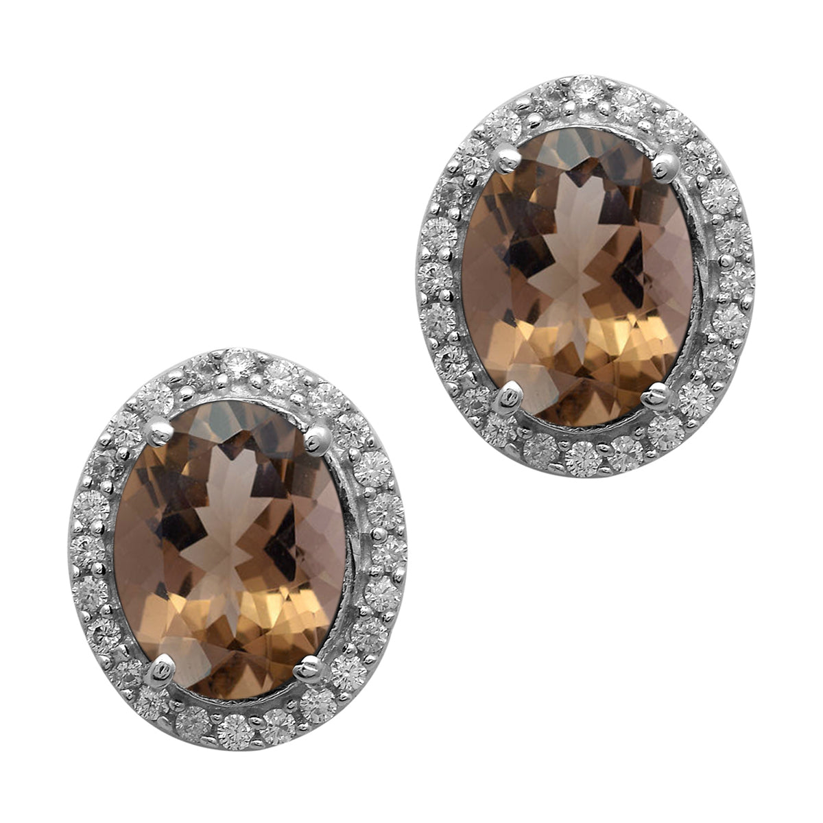 Multi Stone Halo Stud Earrings -Sterling Silver