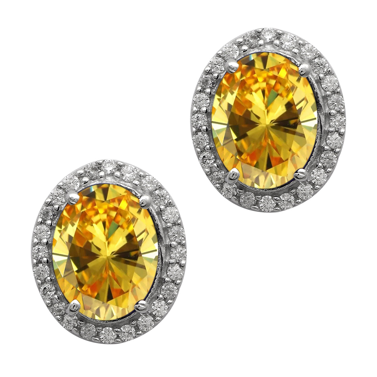 Multi Stone Halo Stud Earrings -Sterling Silver