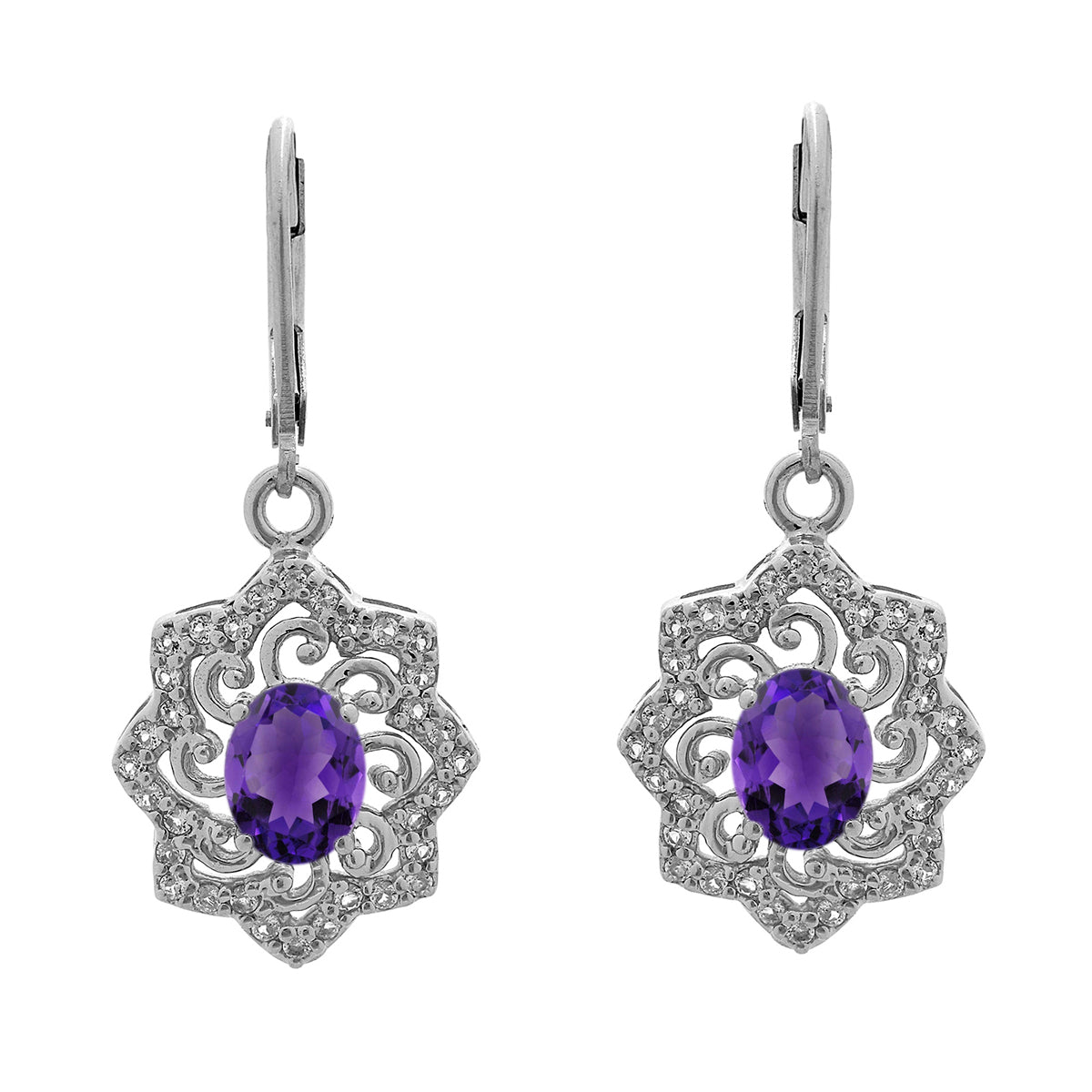 925 Sterling Silver Multi Gemstone Filigree Earring