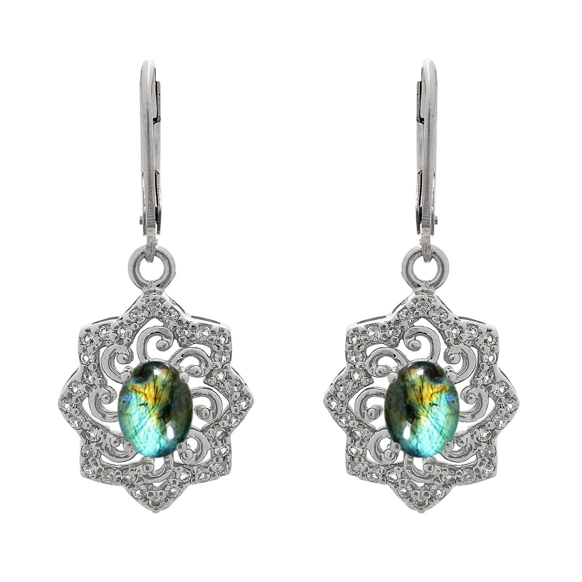 925 Sterling Silver Multi Gemstone Filigree Earring