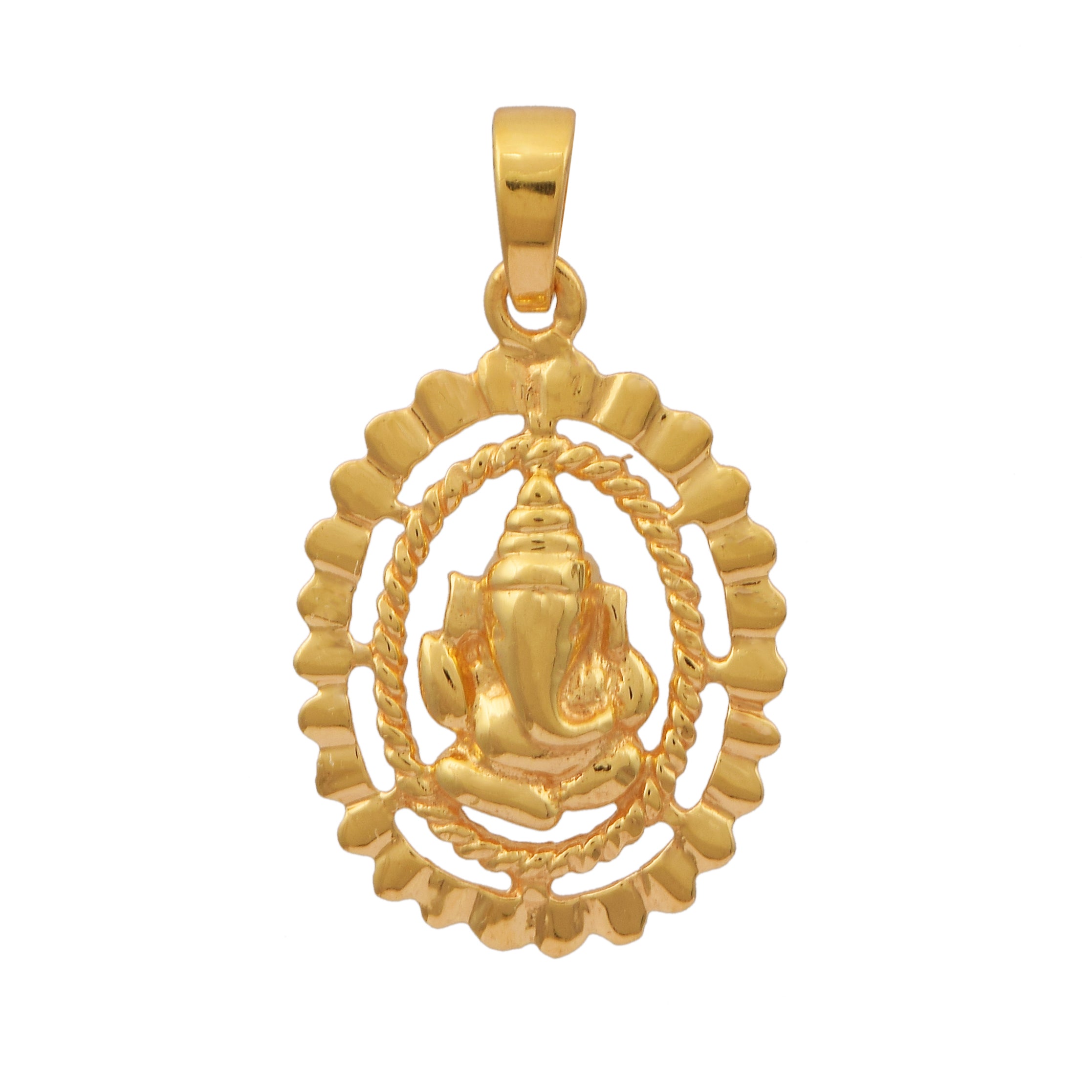 Yellow Gold Plated Ganesha Pendant - Sterling Silver