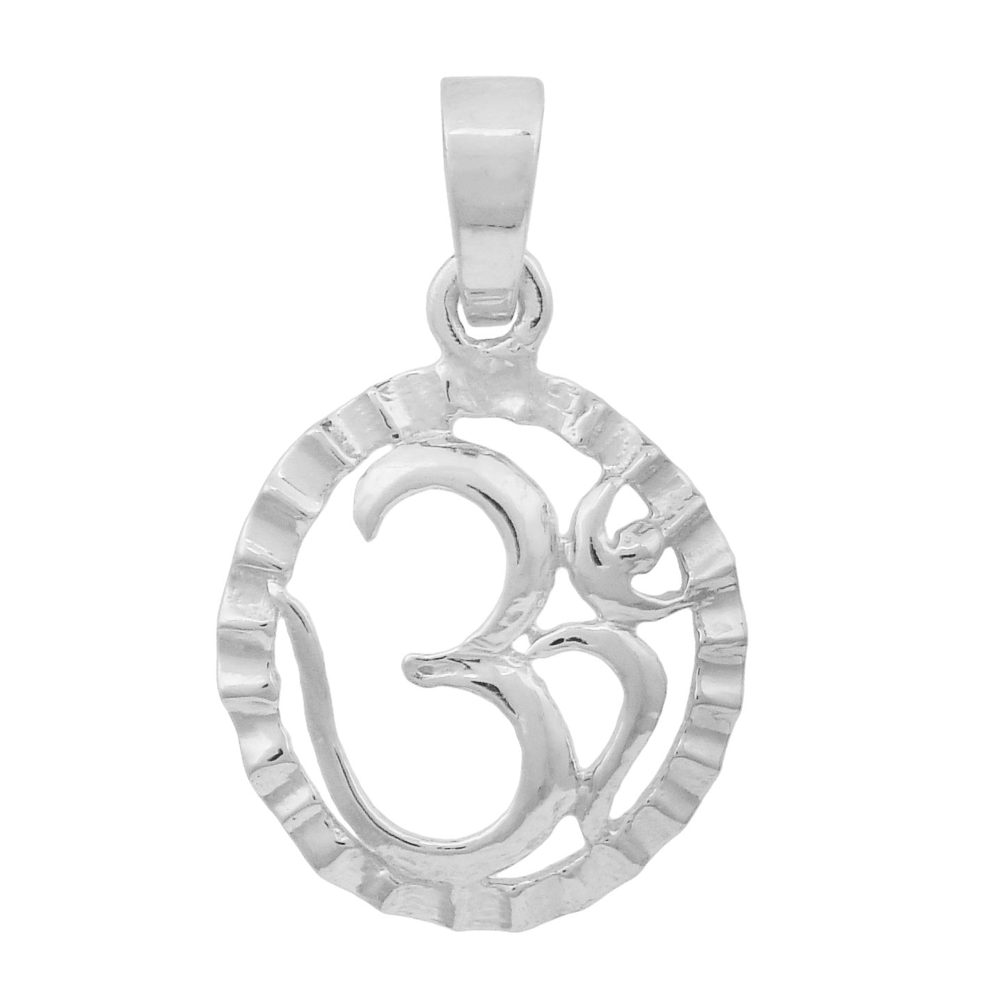 Om Religious Necklace Oval Frame Design - Sterling Silver