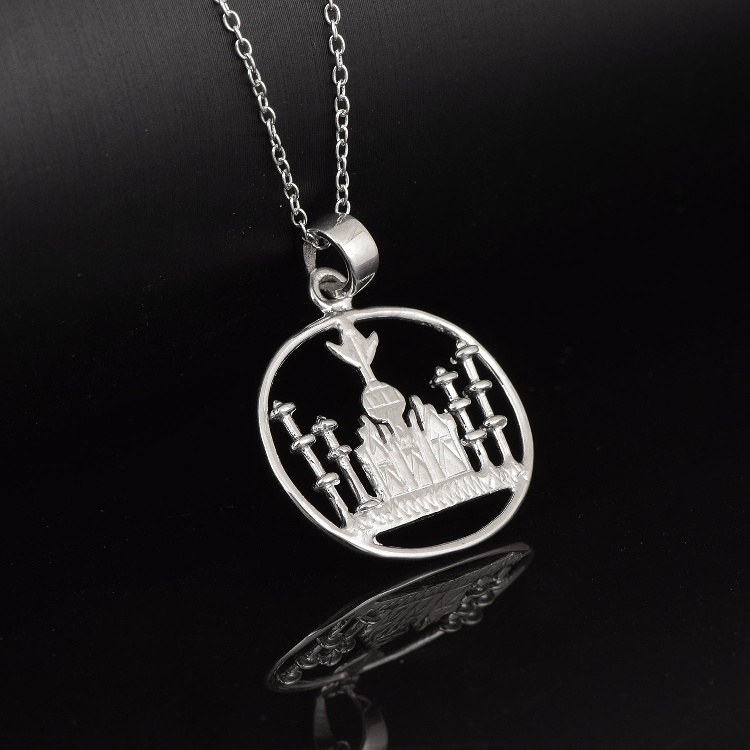 Mosque Pendant Islamic Religious Design - Sterling Silver