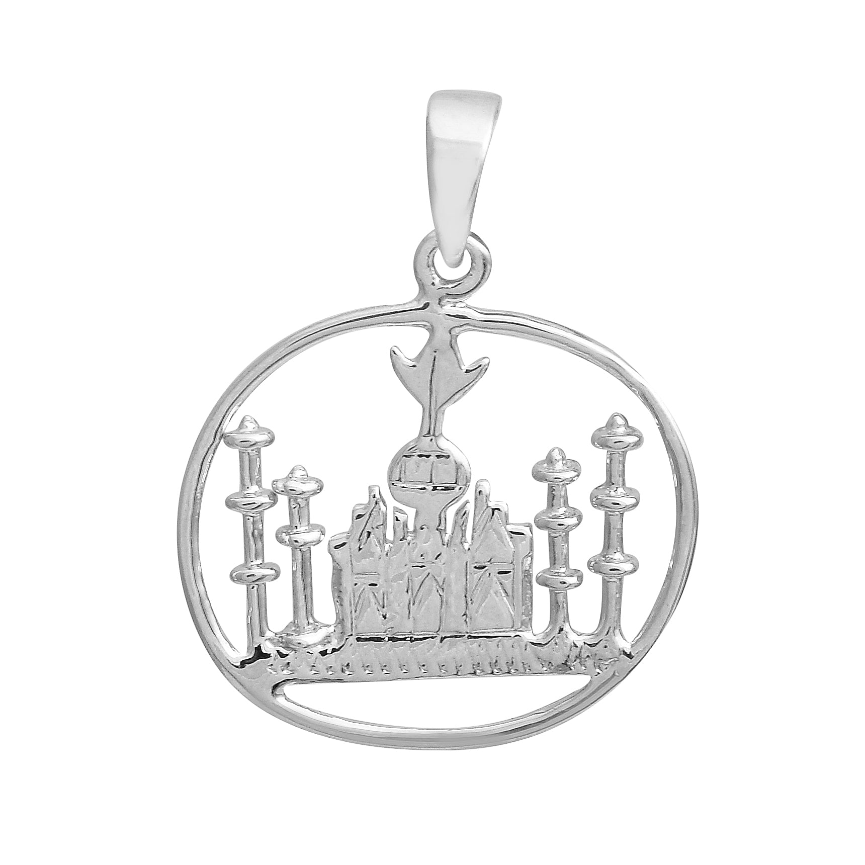 Mosque Pendant Islamic Religious Design - Sterling Silver
