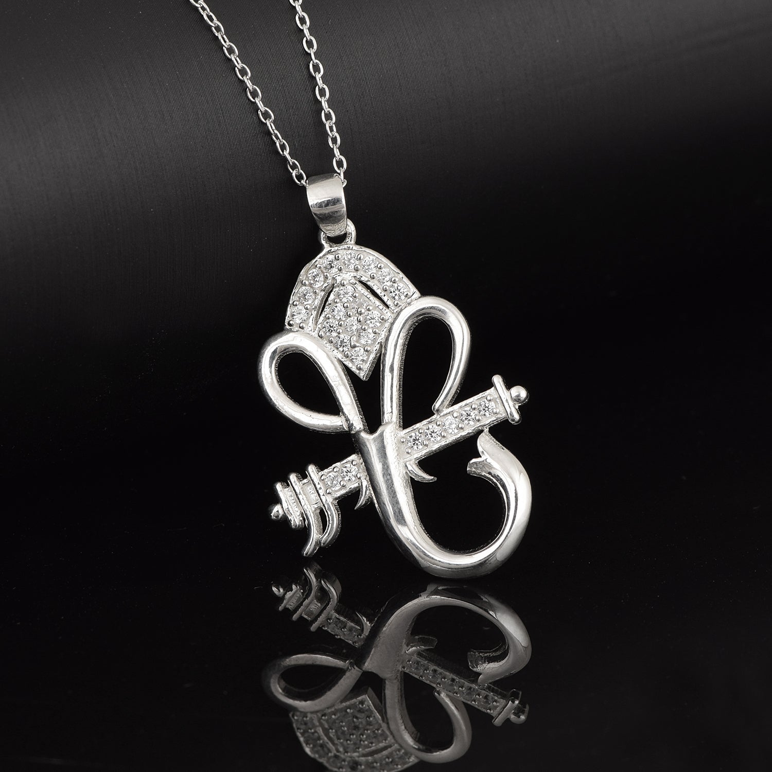 White CZ Ganesha Pendant – Sterling Silver