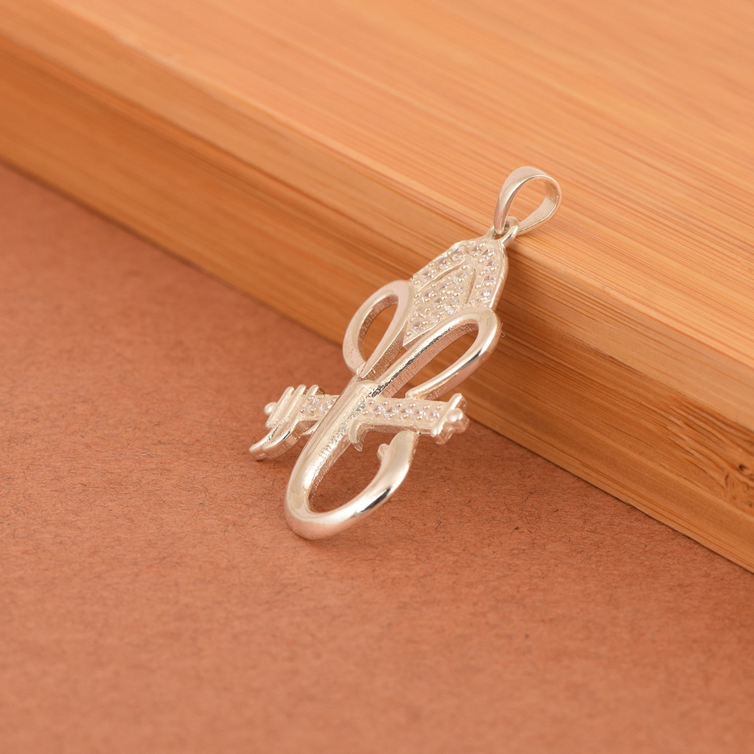 White CZ Ganesha Pendant – Sterling Silver