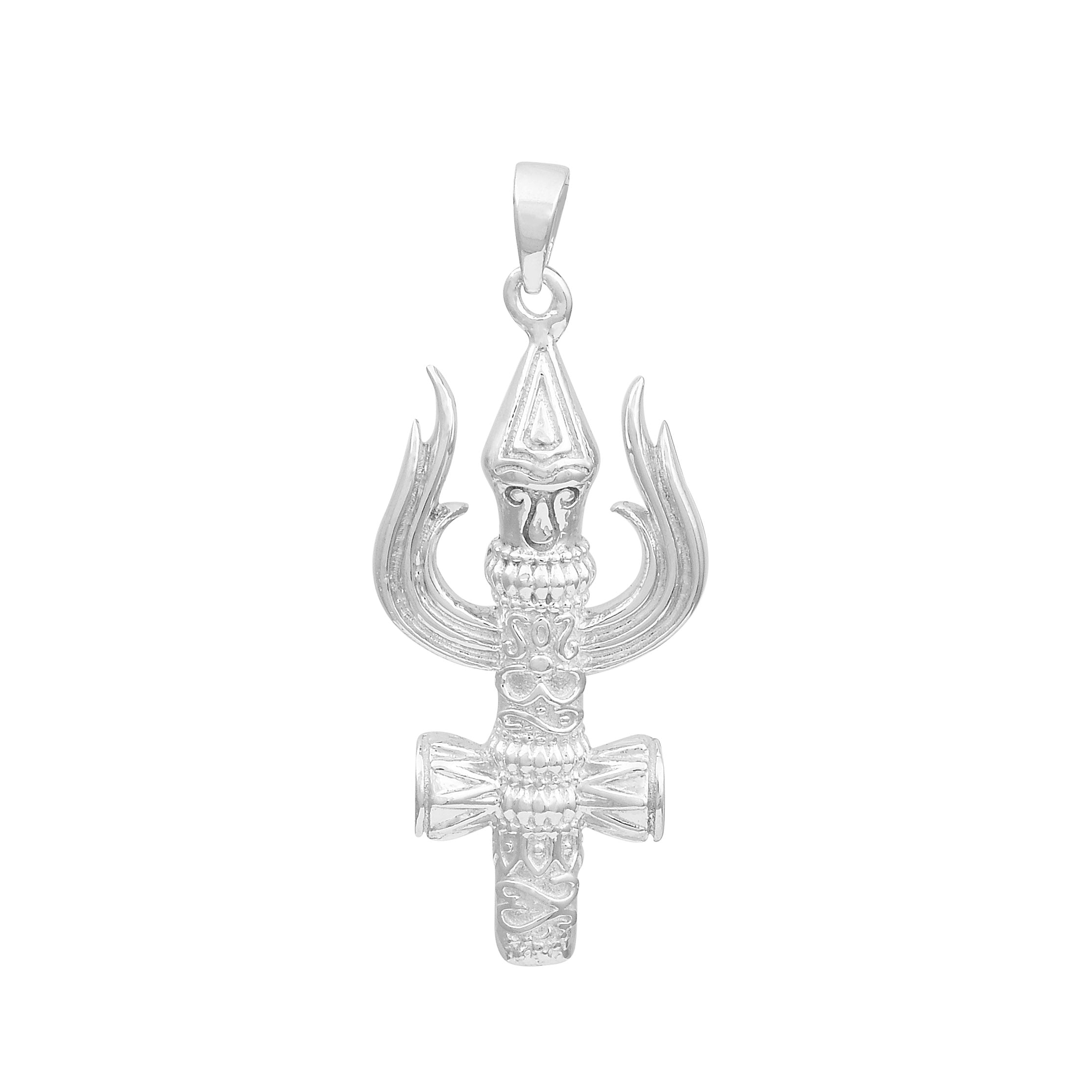 Trishul Damru Pendant - Sterling Silver