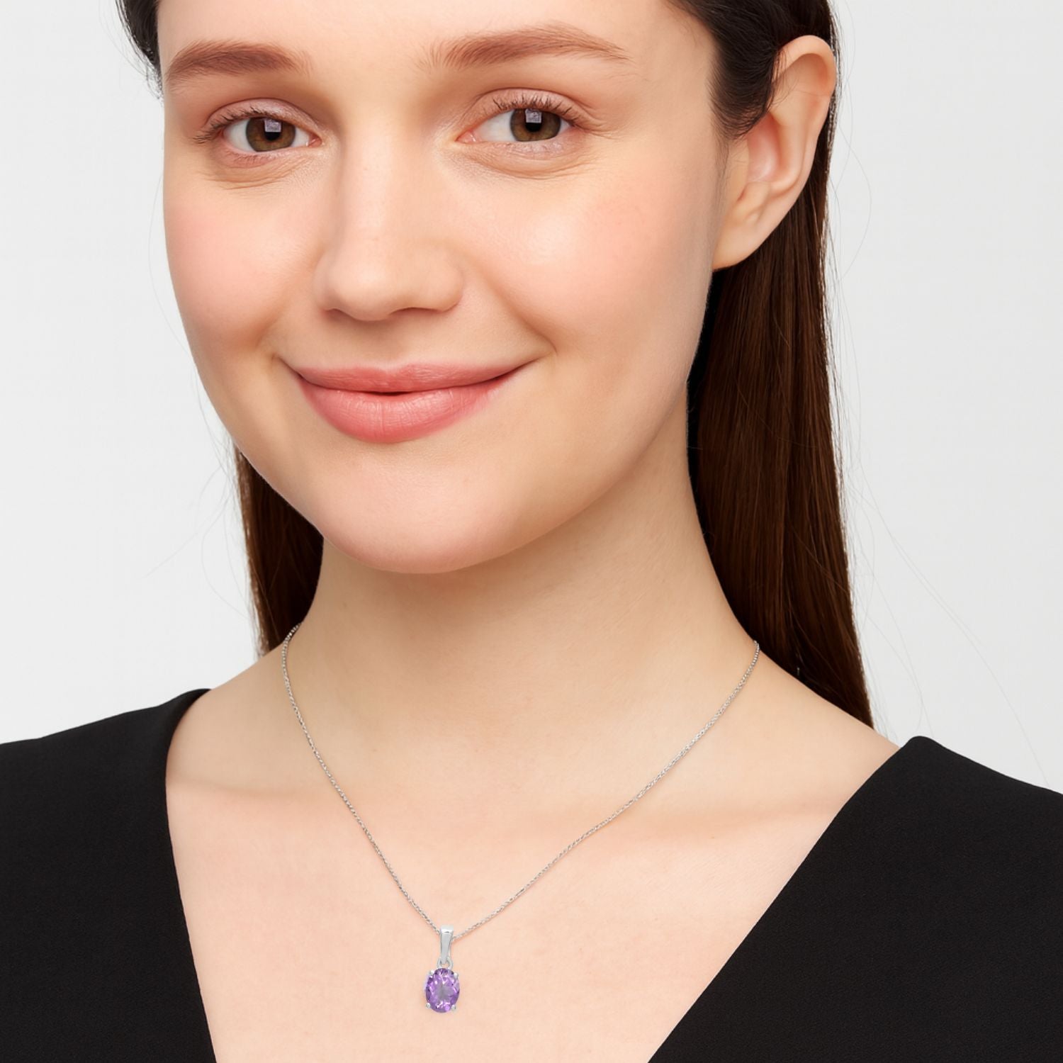 Multi Stone Oval Solitaire Pendant - Sterling Silver