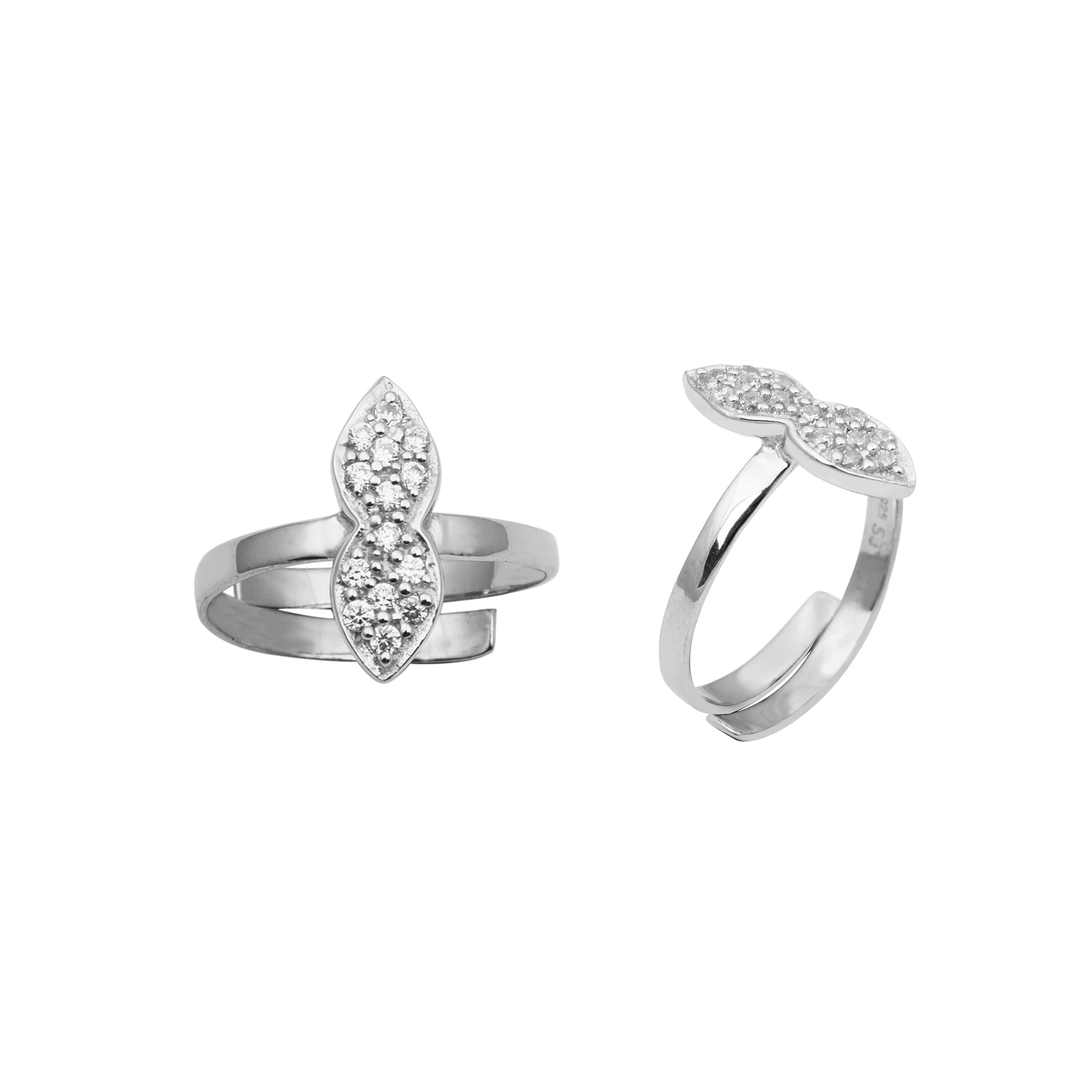 White CZ Marquise Leaf Toe Ring - Sterling Silver