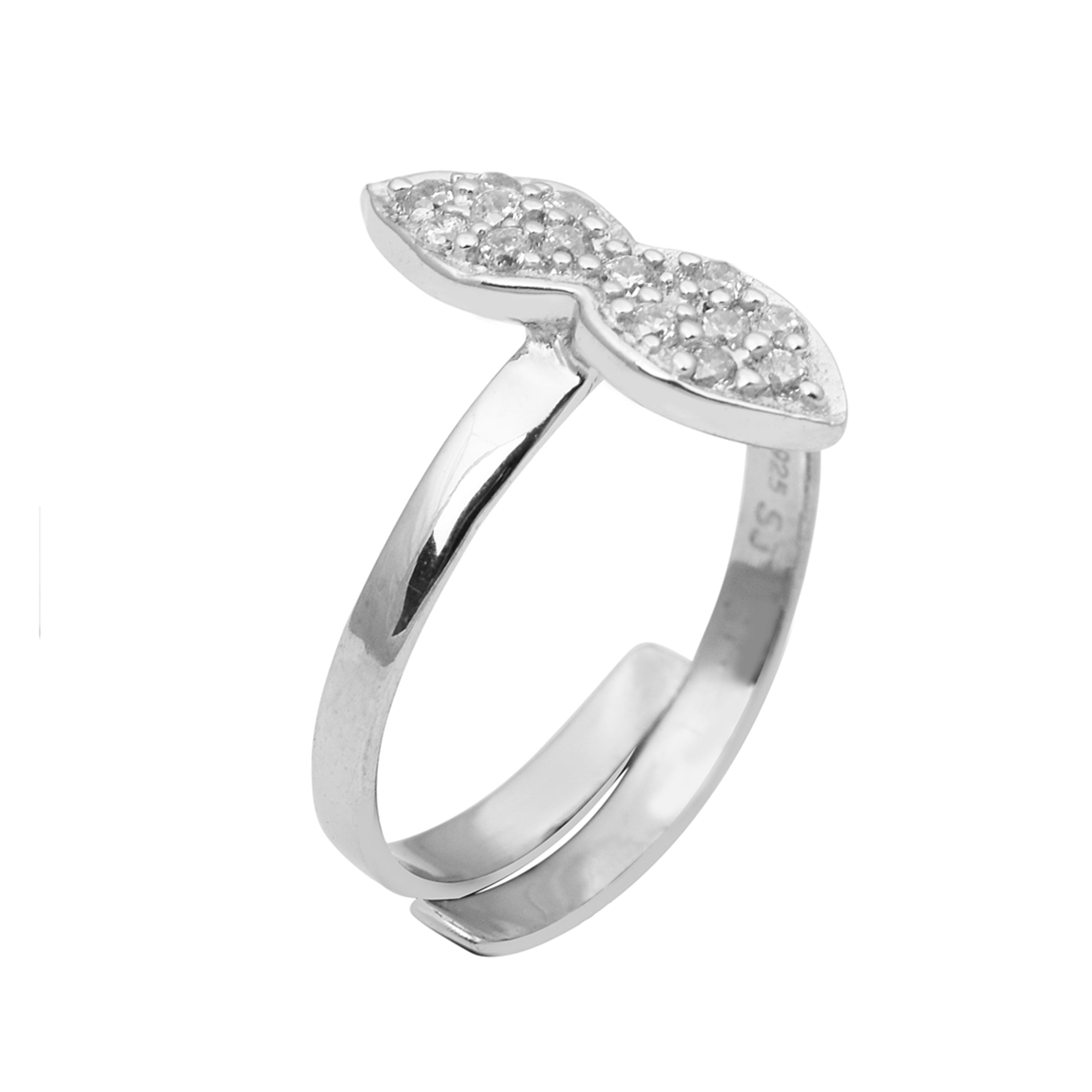 White CZ Marquise Leaf Toe Ring - Sterling Silver