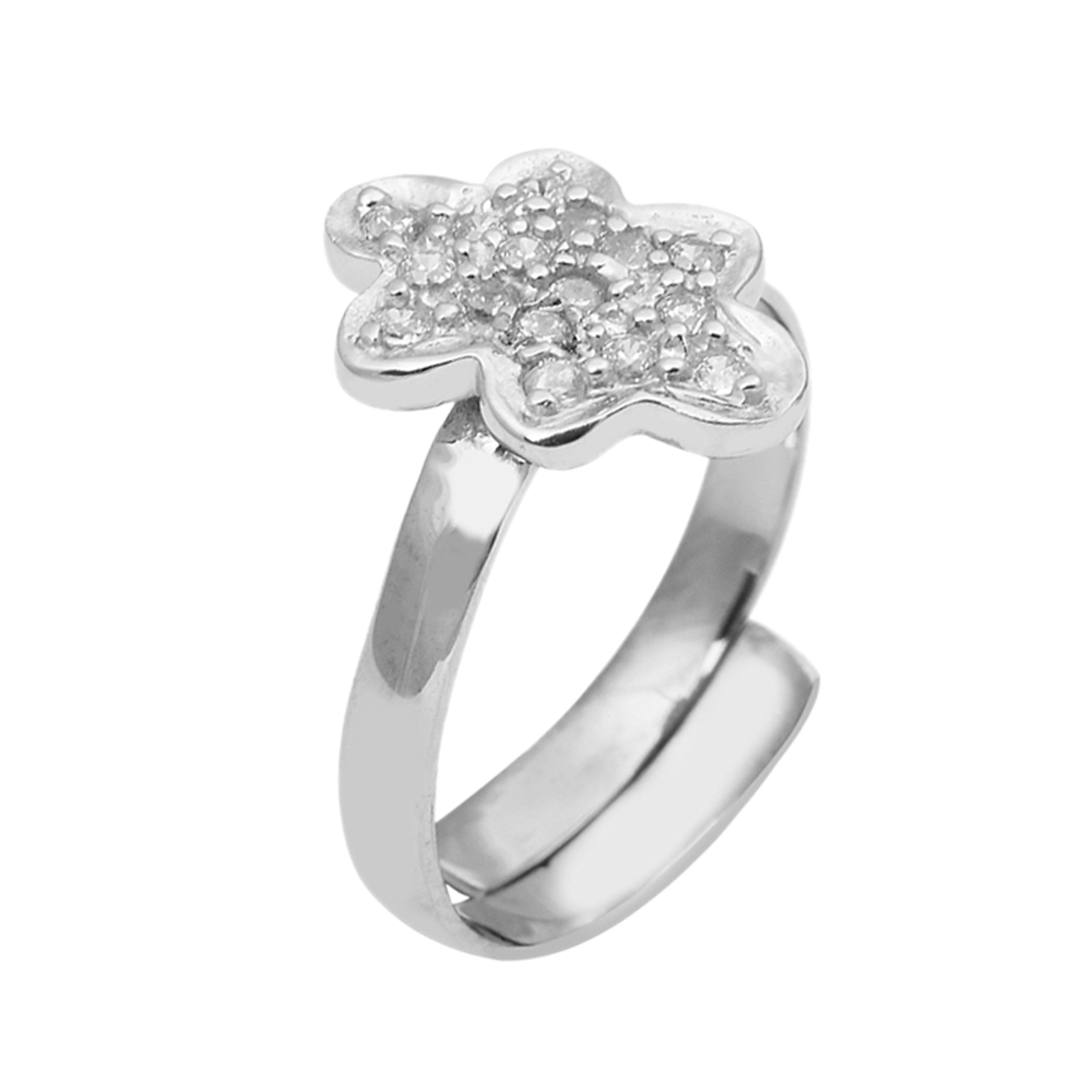 White CZ Floral Toe Ring - Sterling Silver