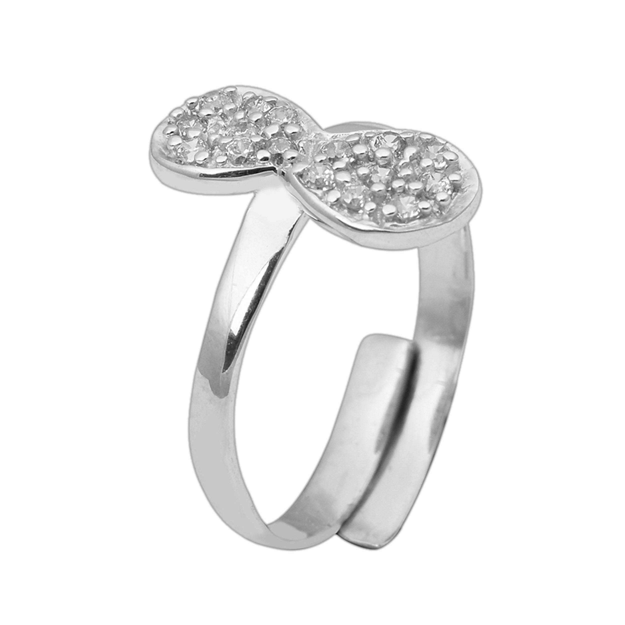 Double Disc White CZ Toe Ring - Sterling Silver