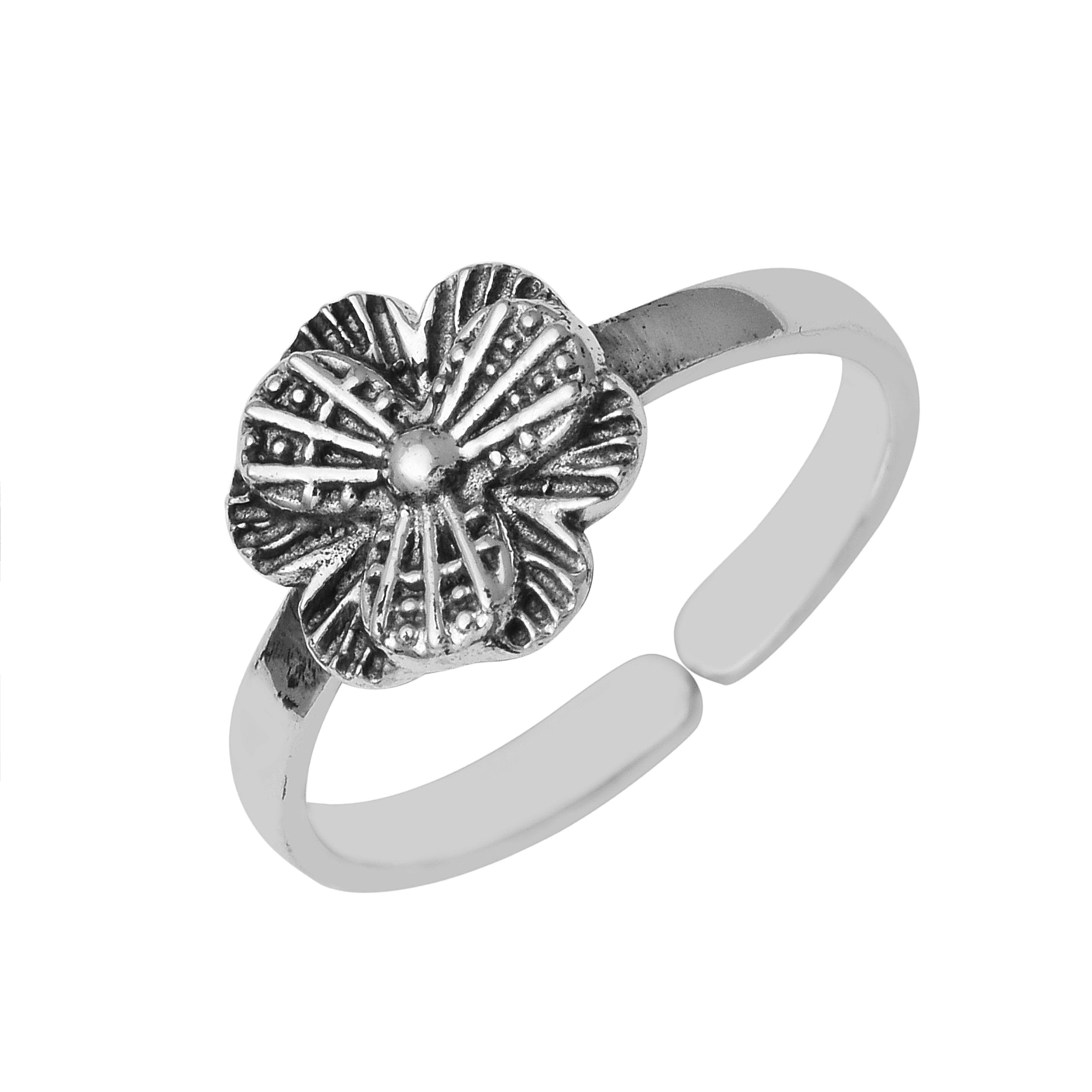 Flower Toe Ring- Sterling Silver