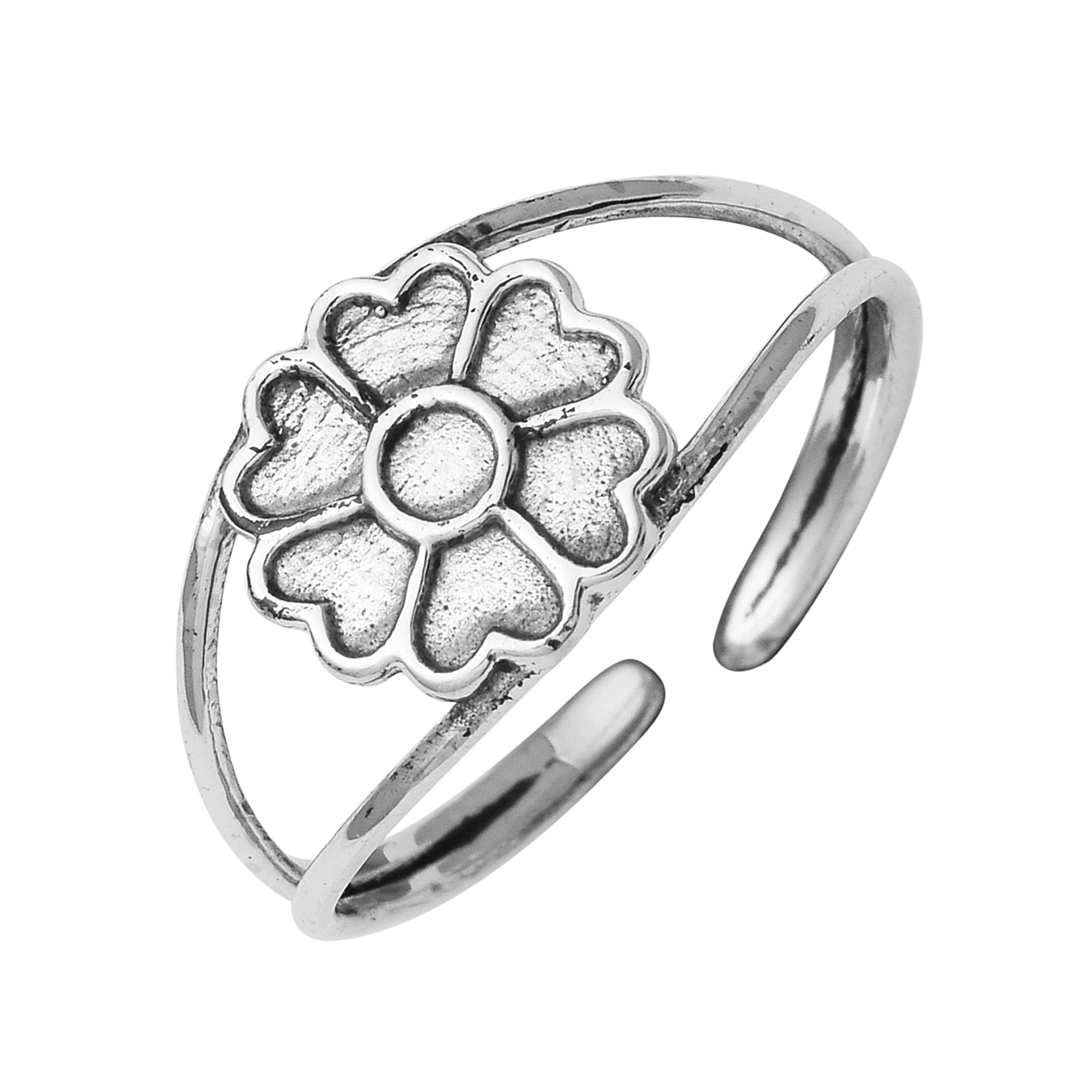 Floral Cutout Toe Ring – Sterling Silver