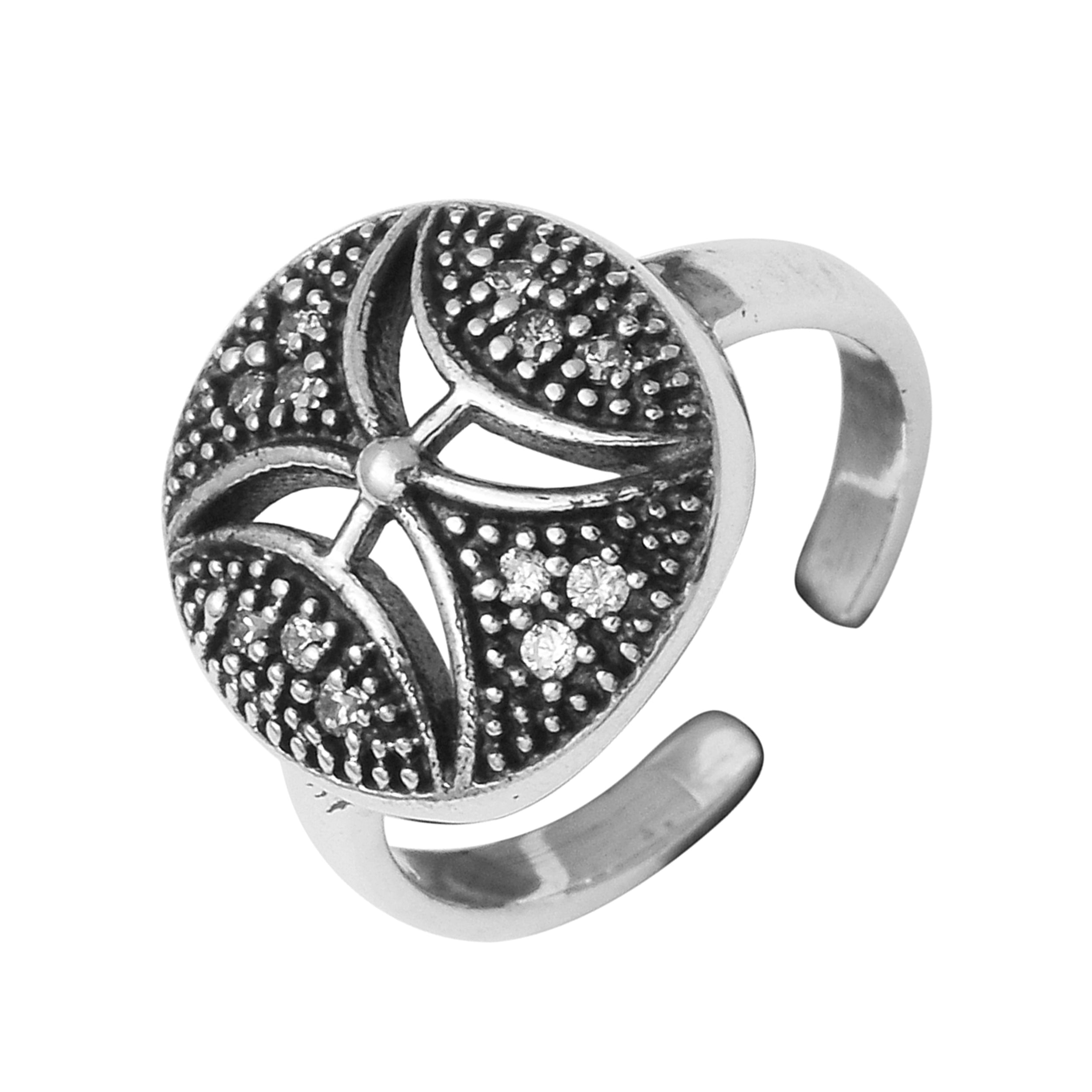 Textured Disc Toe Ring - Sterling Silver