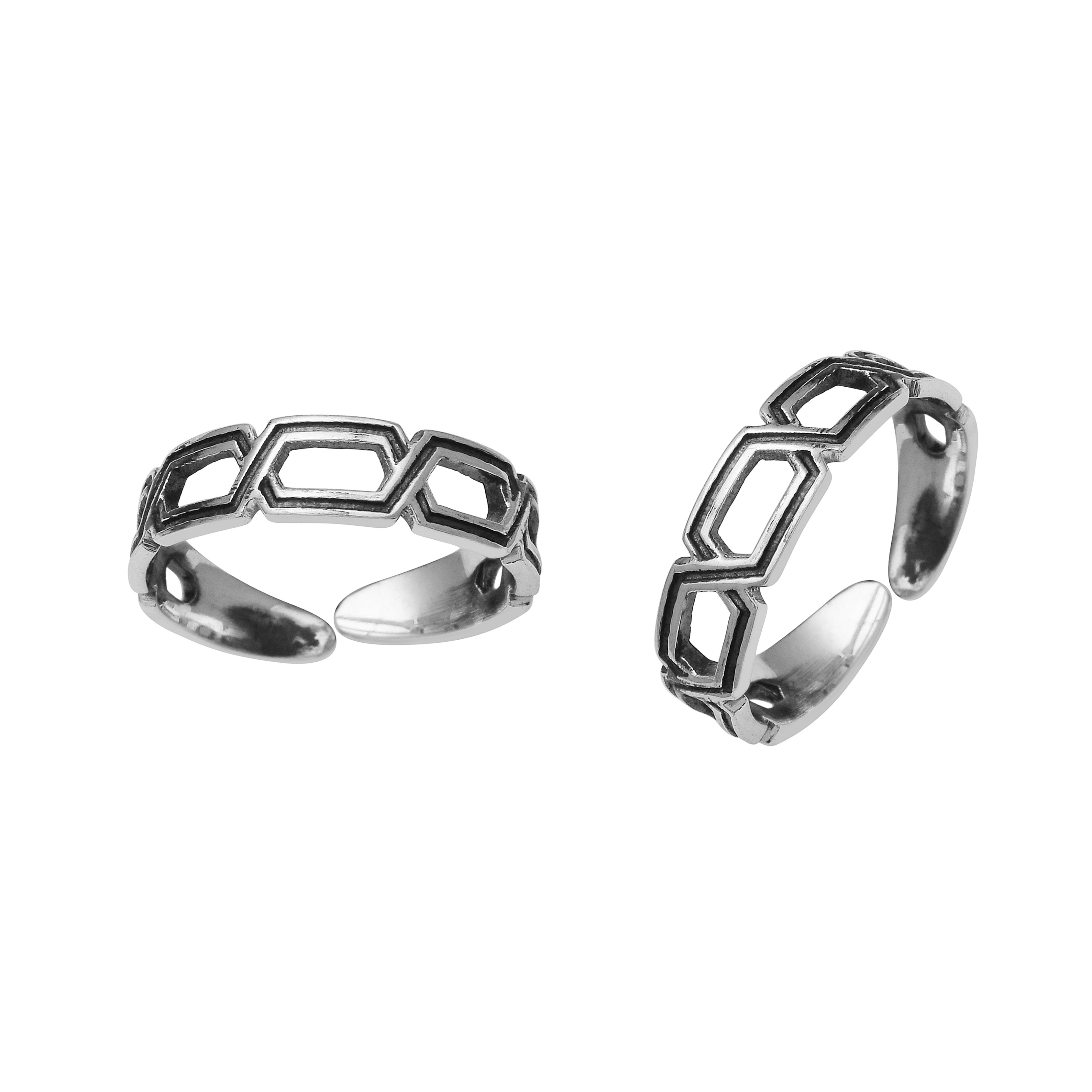 Geometric Pattern Toe Ring - Sterling Silver