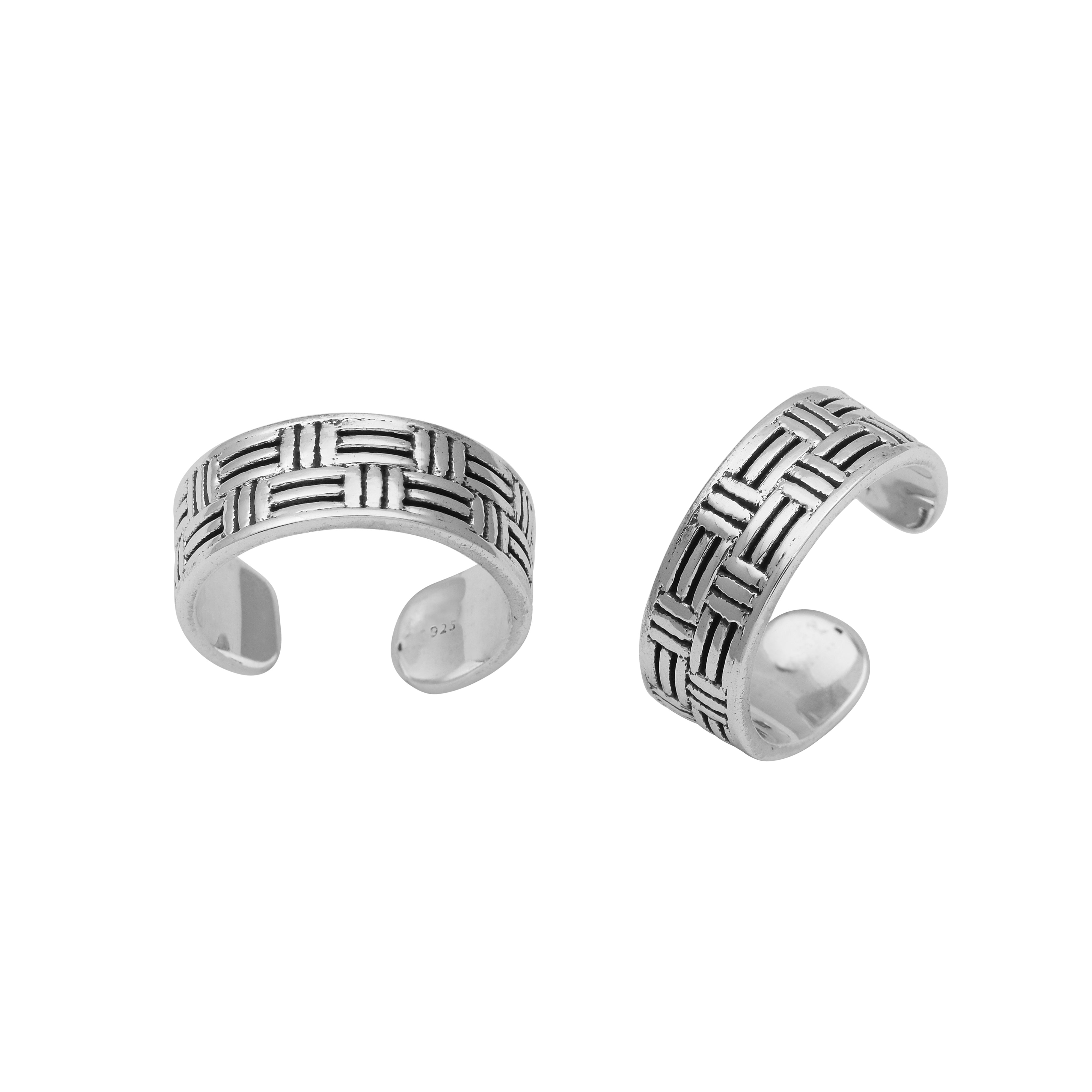 Geometric Pattern Toe Ring - Sterling Silver