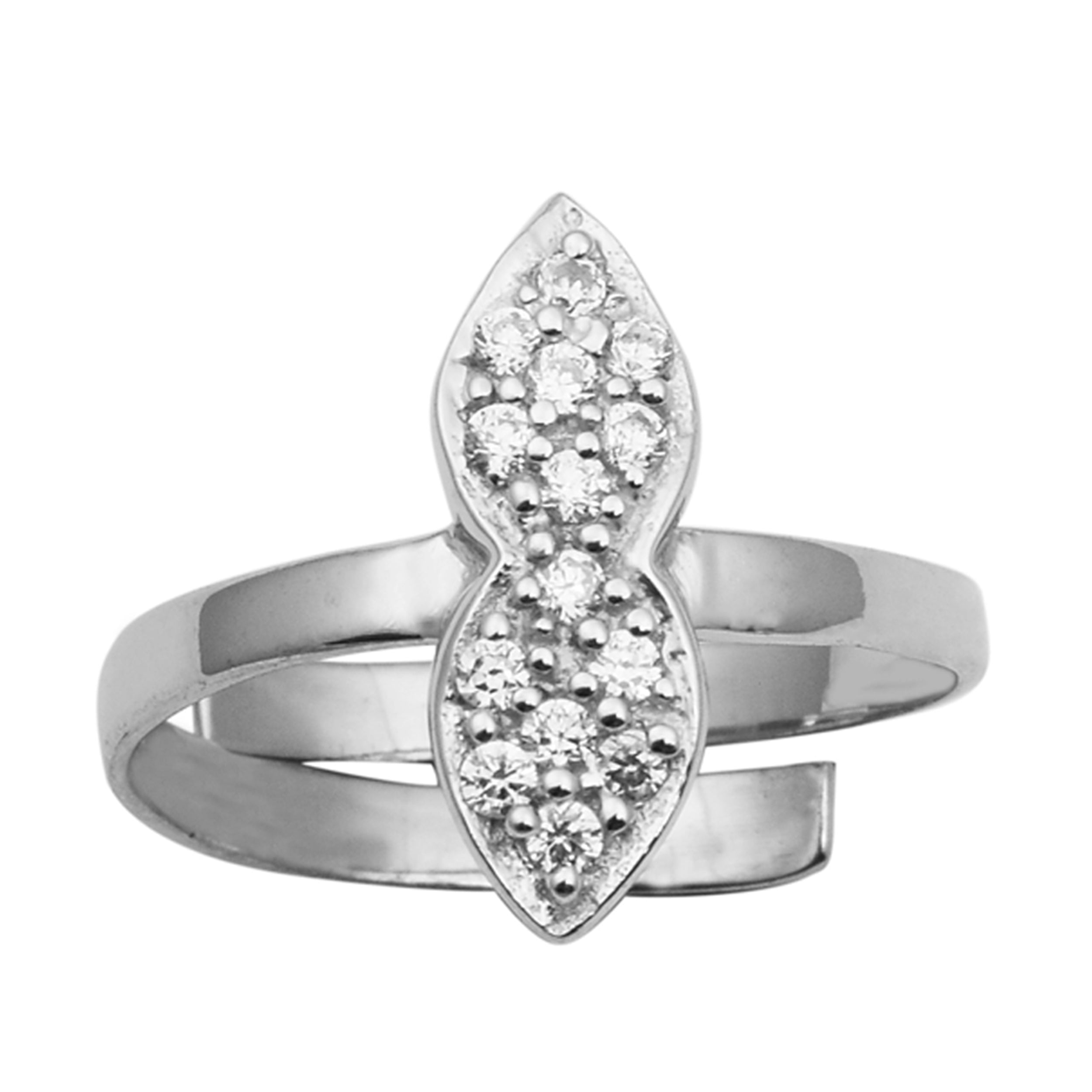 White CZ Marquise Leaf Toe Ring - Sterling Silver