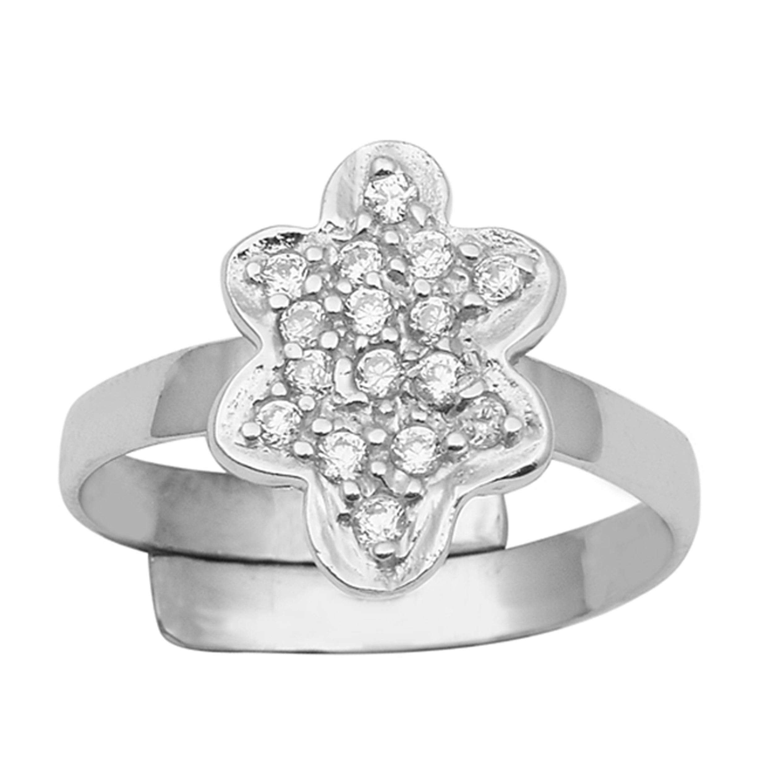 White CZ Floral Toe Ring - Sterling Silver