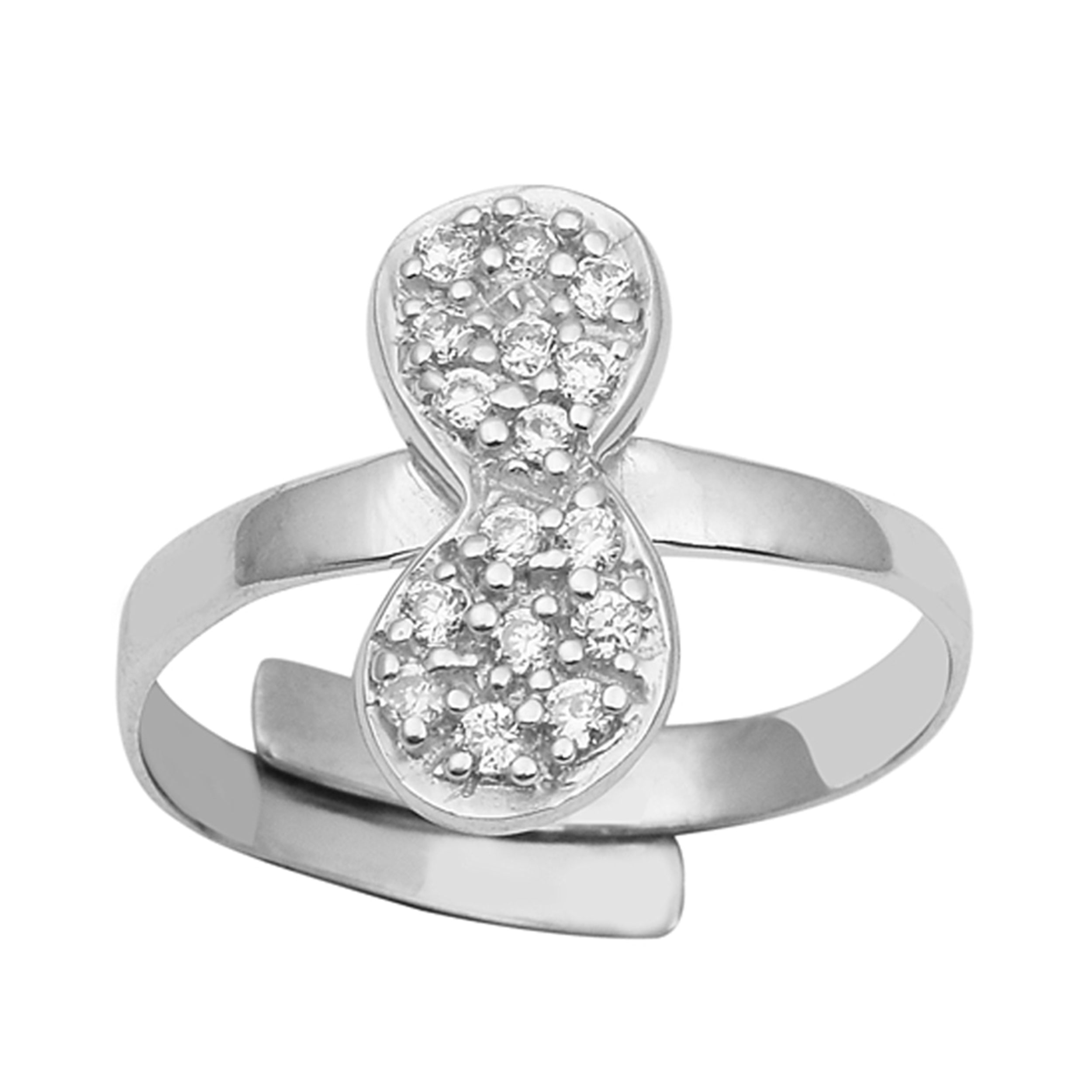 Double Disc White CZ Toe Ring - Sterling Silver