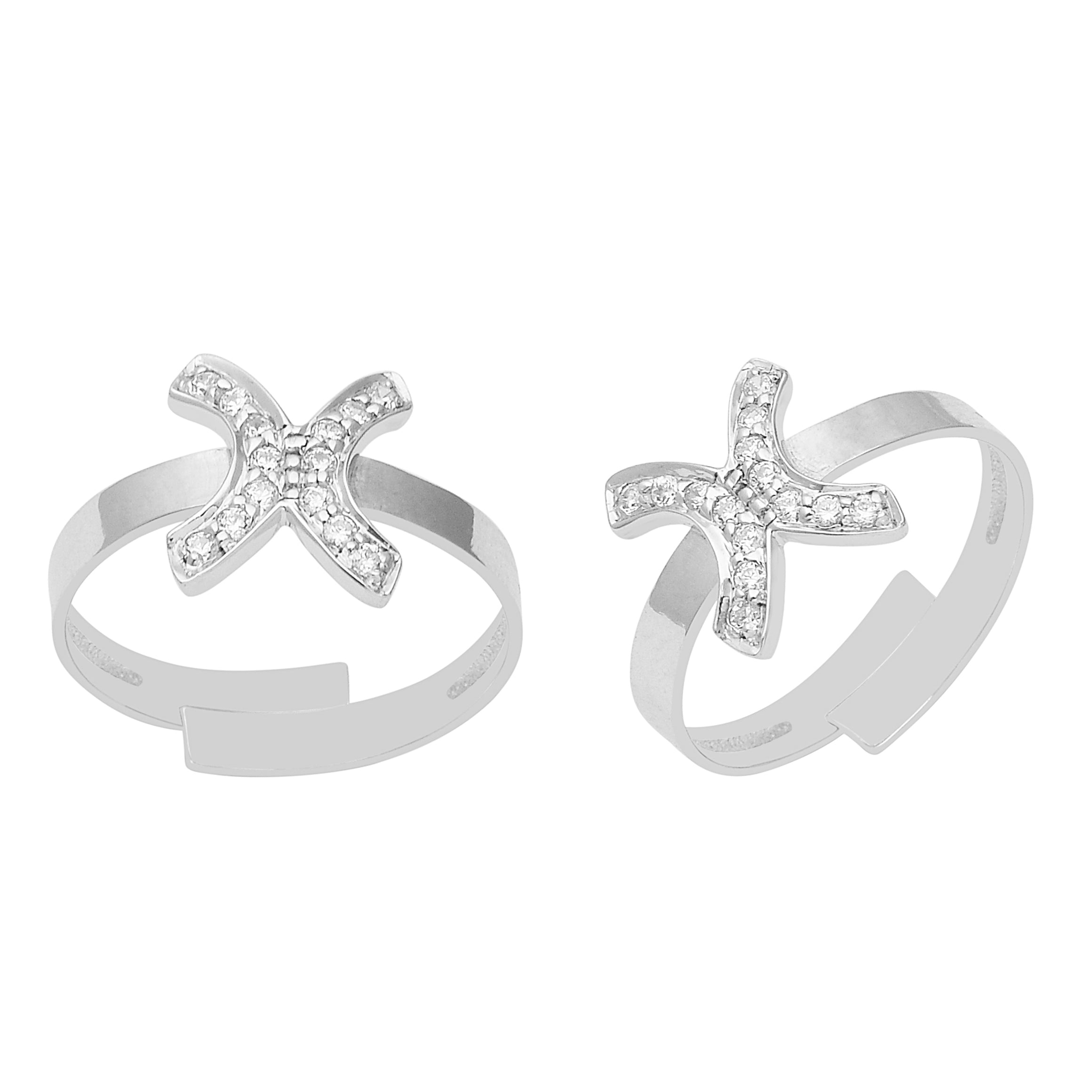 White CZ Pave Cross Toe Ring - Sterling Silver