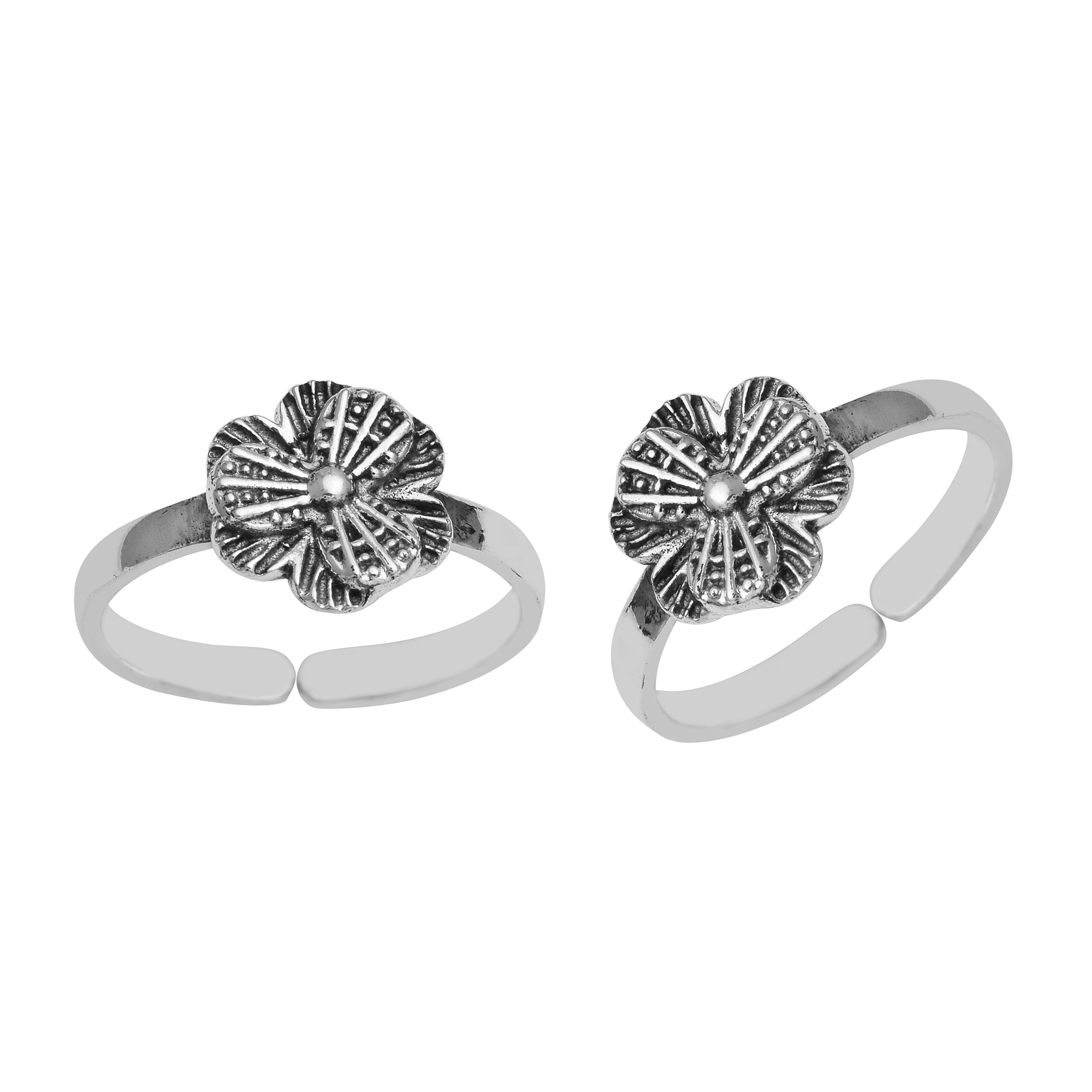 Flower Toe Ring- Sterling Silver