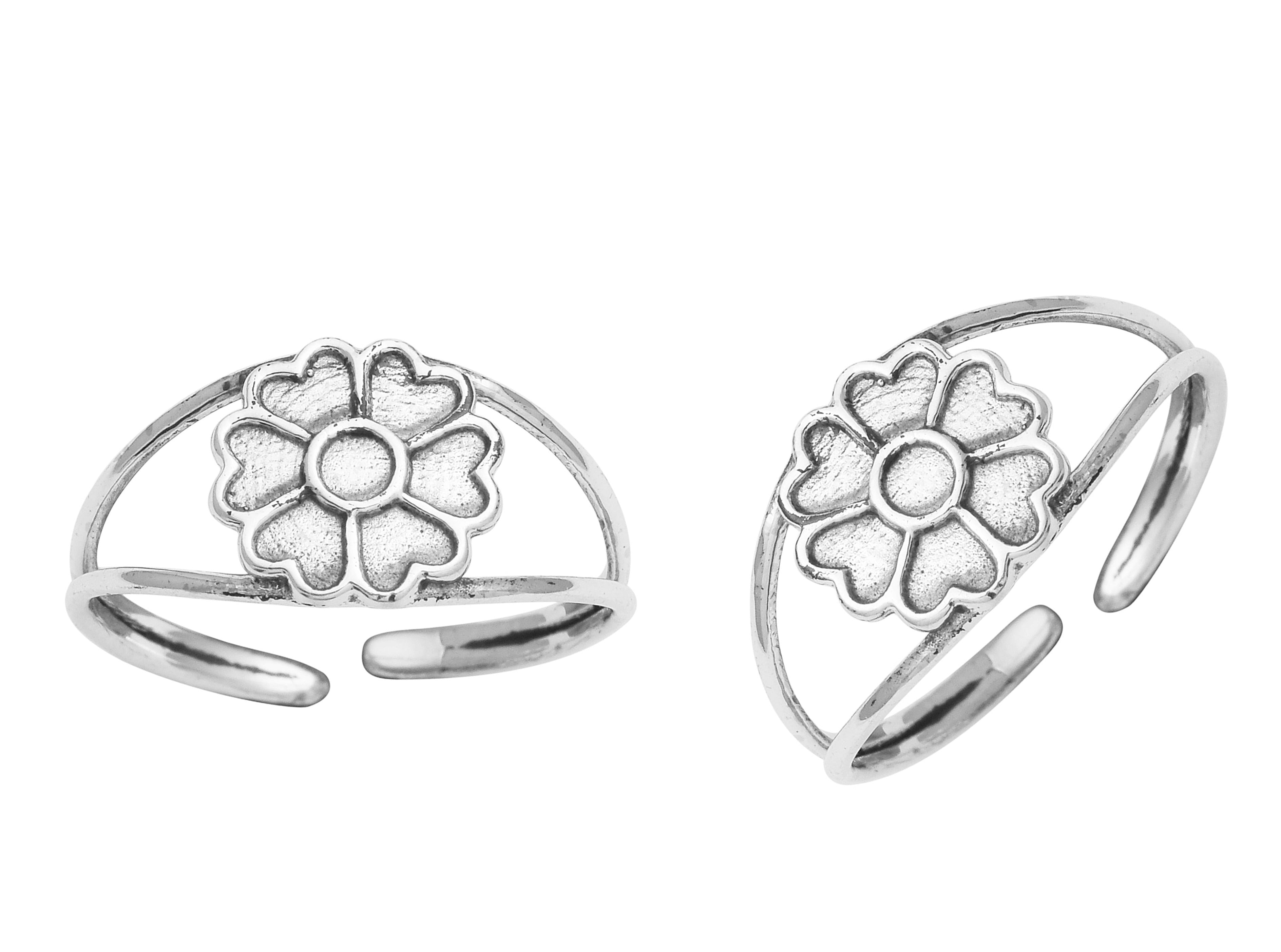 Floral Cutout Toe Ring – Sterling Silver