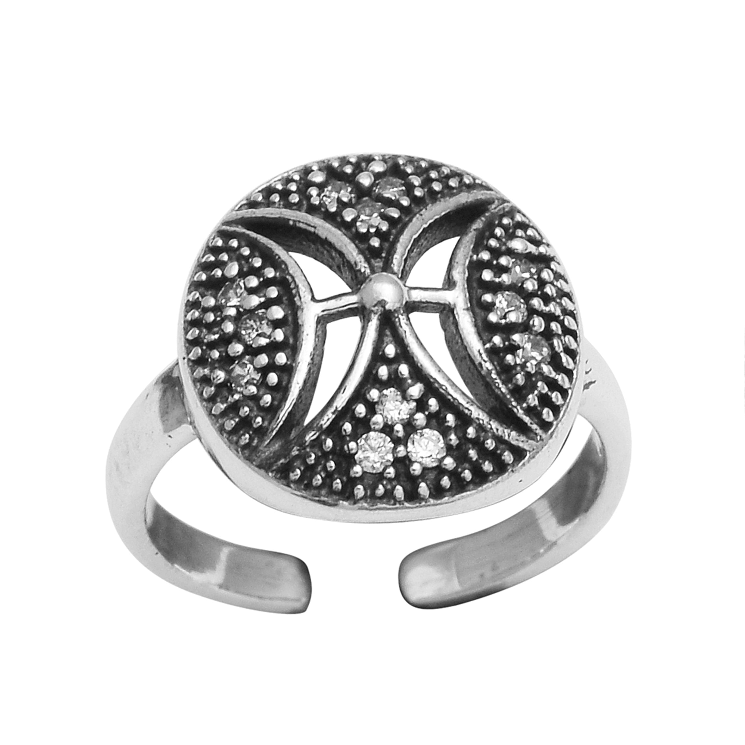 Textured Disc Toe Ring - Sterling Silver