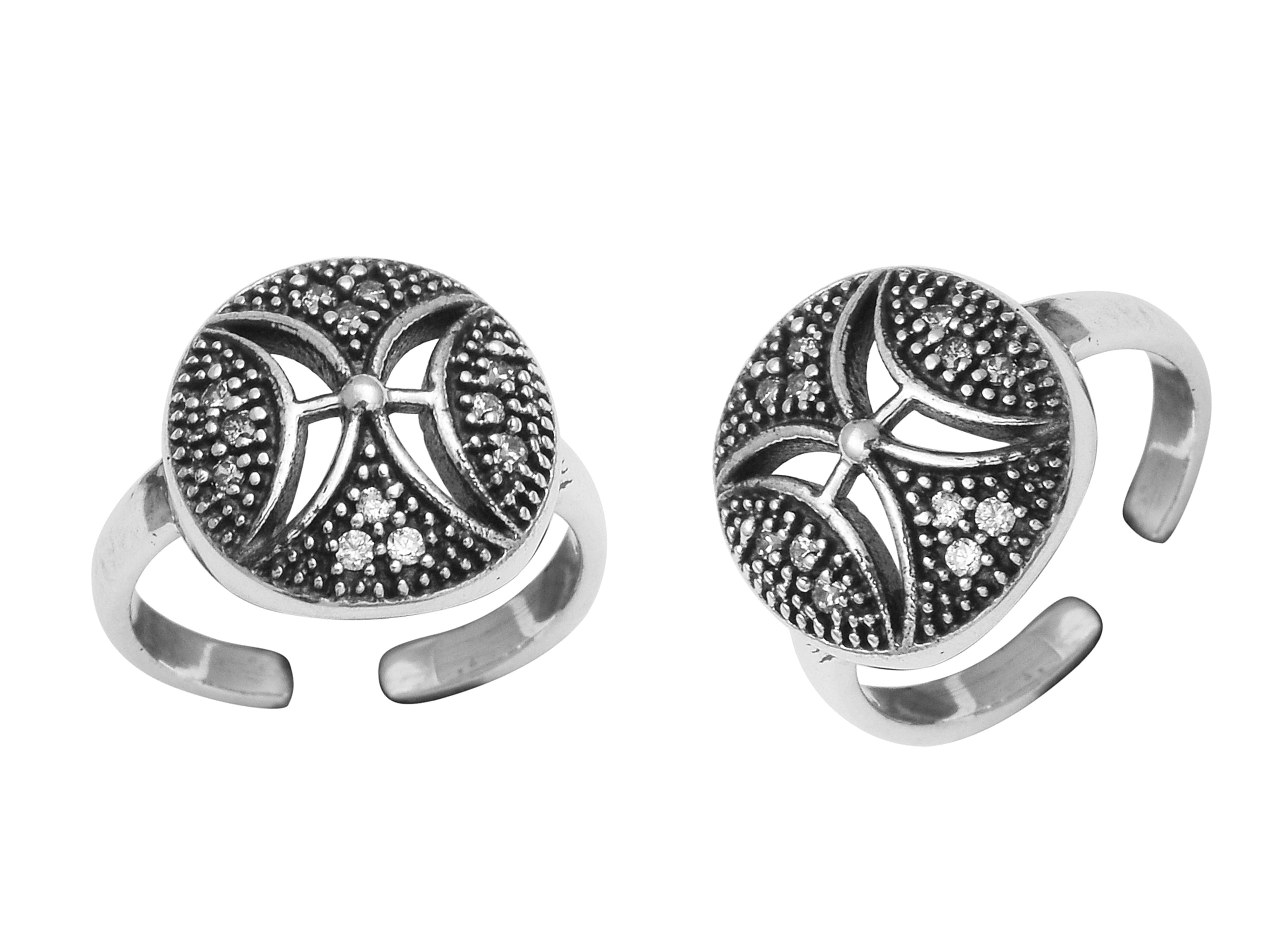 Textured Disc Toe Ring - Sterling Silver