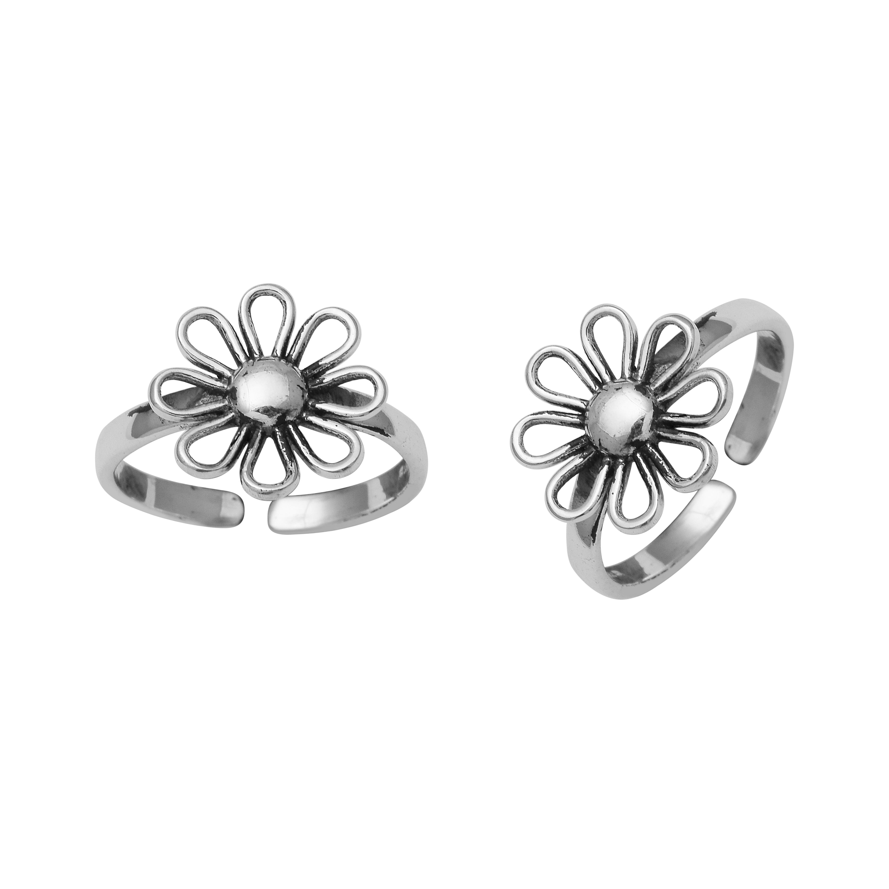 Floral Toe Ring - 925 Sterling Silver