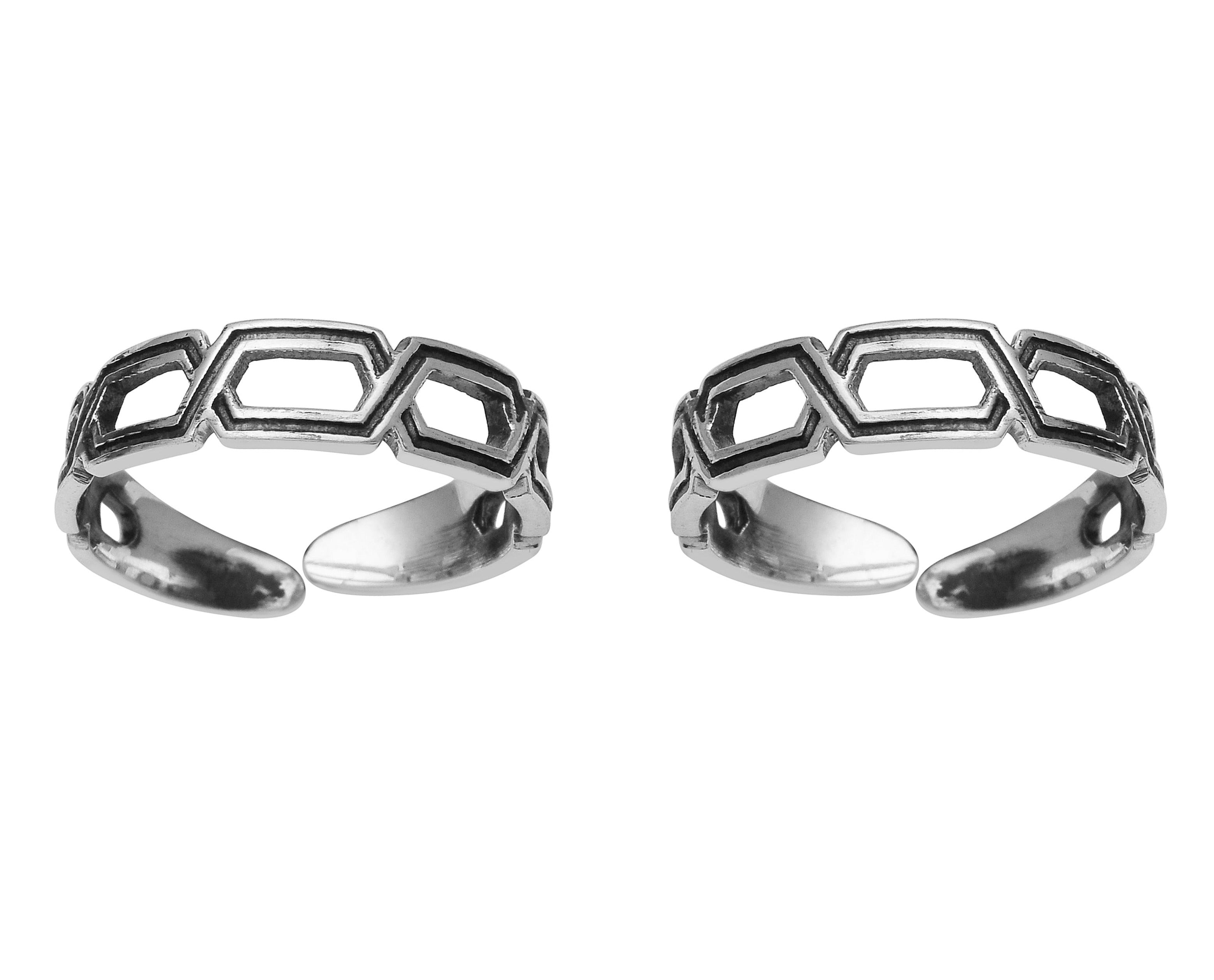 Geometric Pattern Toe Ring - Sterling Silver