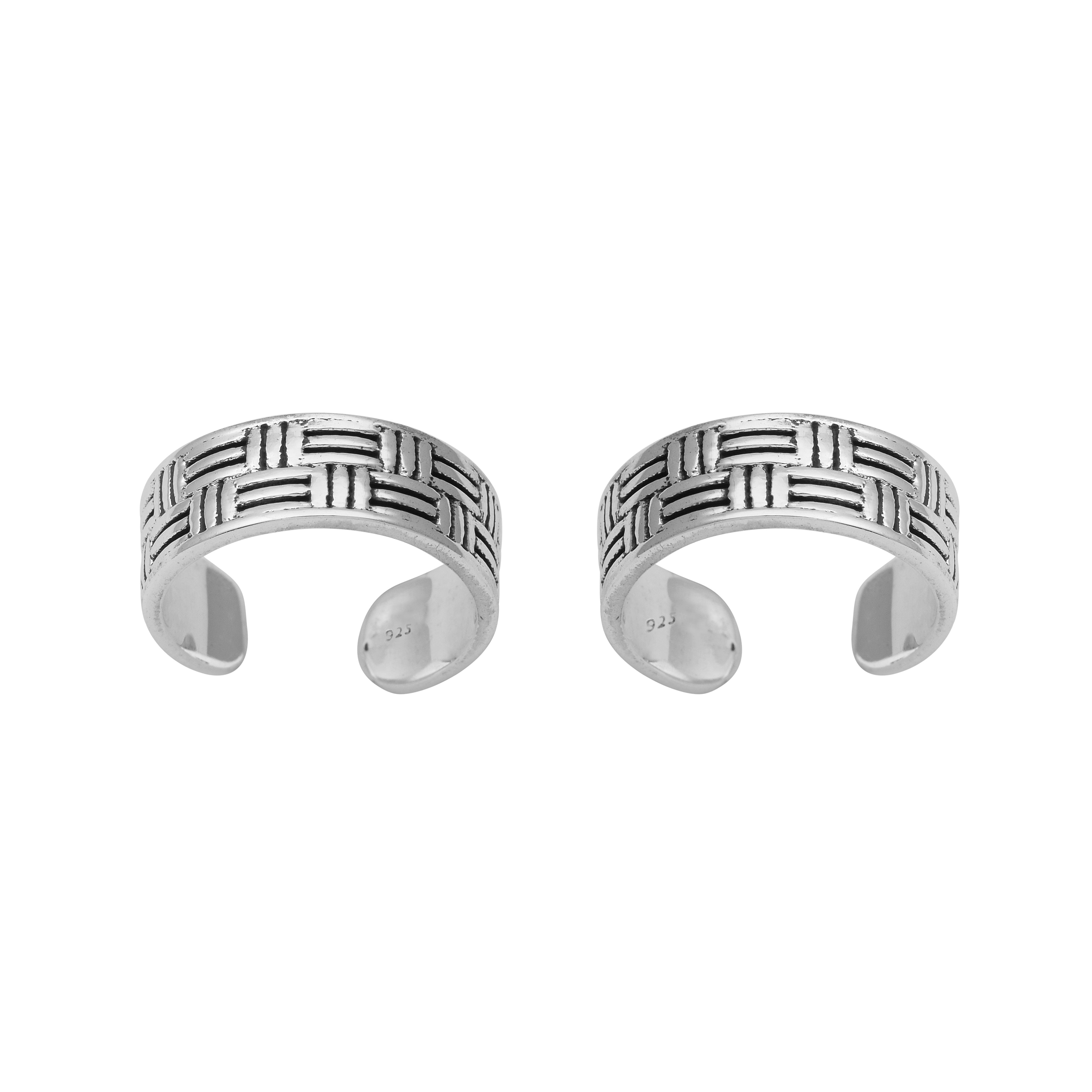 Geometric Pattern Toe Ring - Sterling Silver