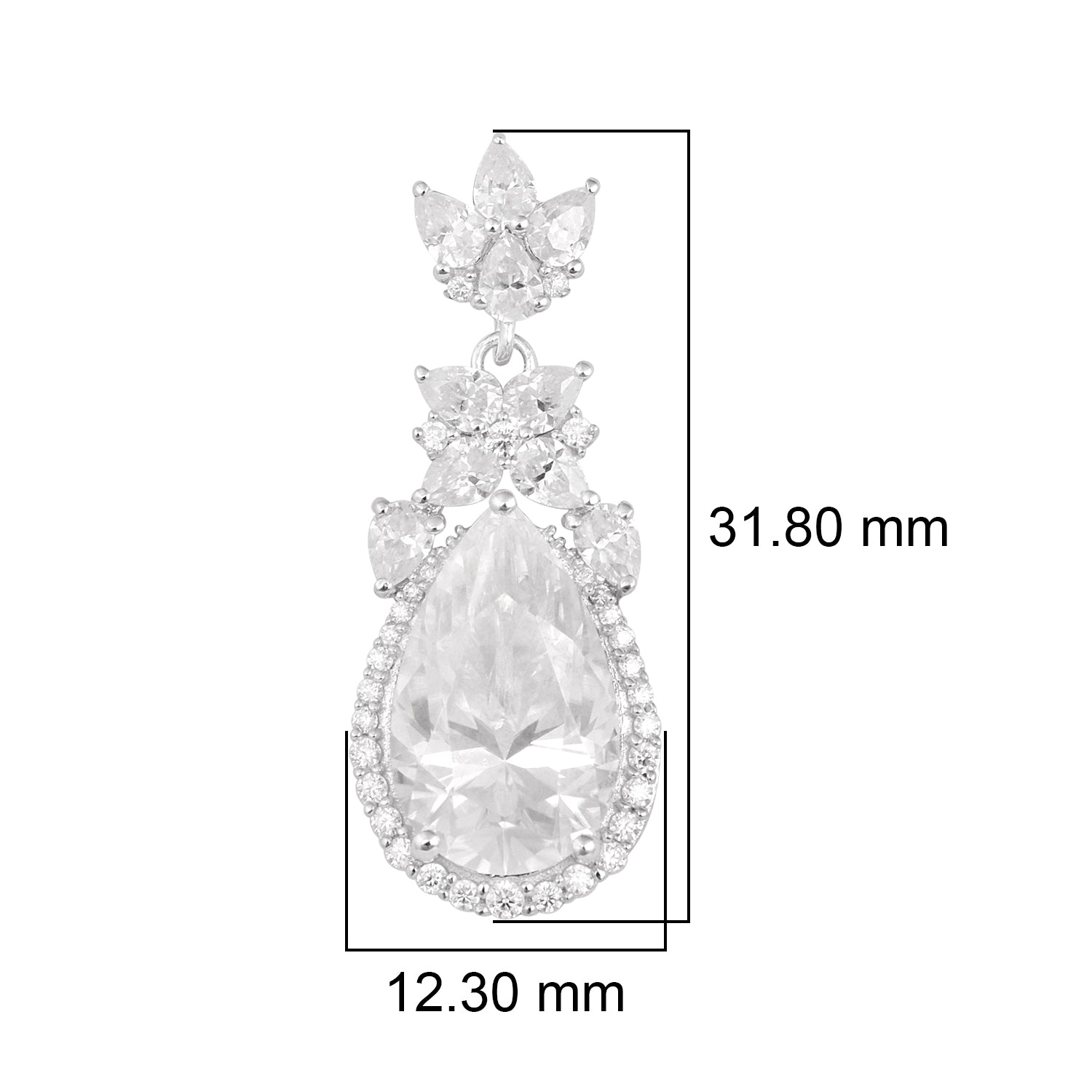 Eleganti orecchini pendenti floreali in moissanite – Argento Sterling