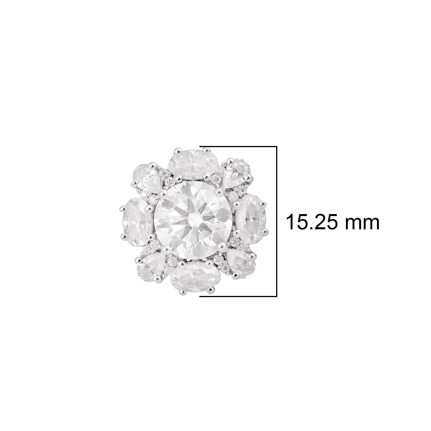 Orecchini a bottone floreali con moissanite - Argento Sterling
