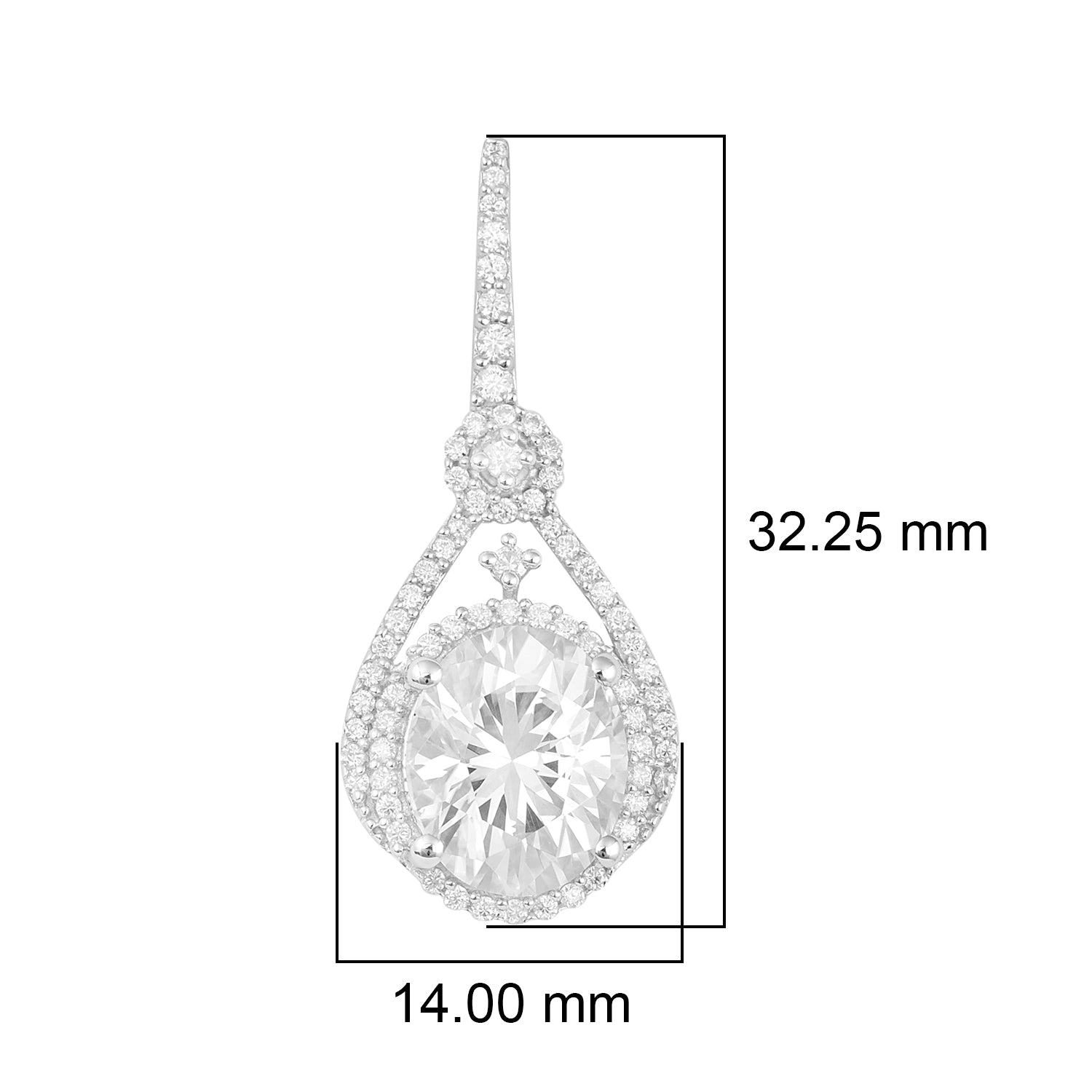 Orecchini pendenti con design Regal Halo in moissanite - Argento Sterling