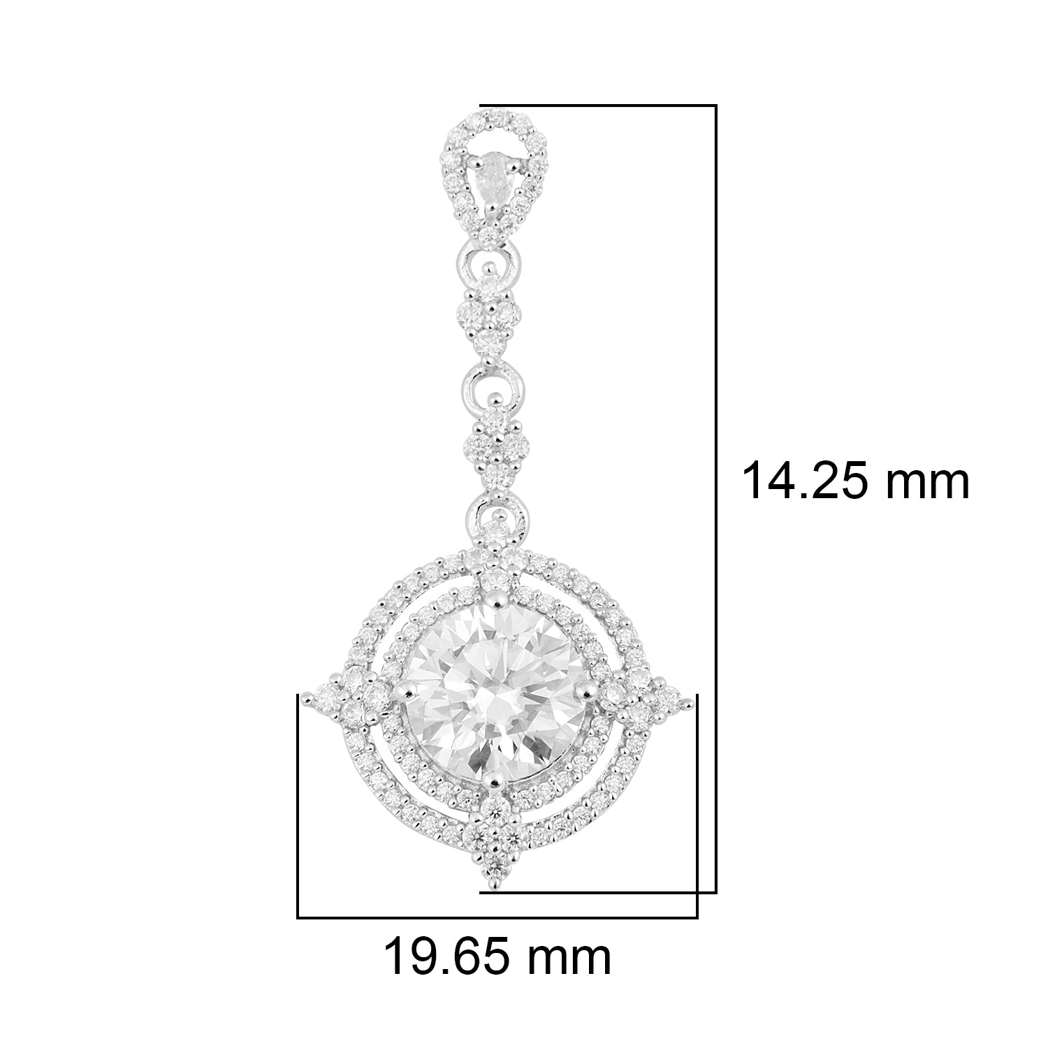Moissanite Art Deco Inspired Halo Dangle Earrings –  Sterling Silver