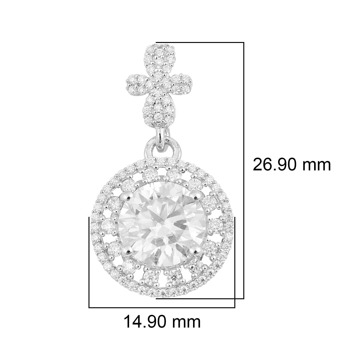 Orecchini pendenti con motivo floreale Halo in moissanite - Argento Sterling