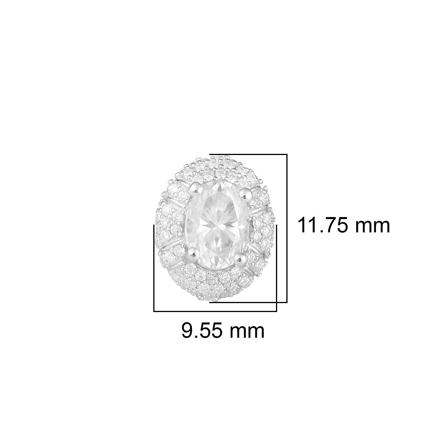 Orecchini a bottone con doppio alone ovale in moissanite – Argento Sterling