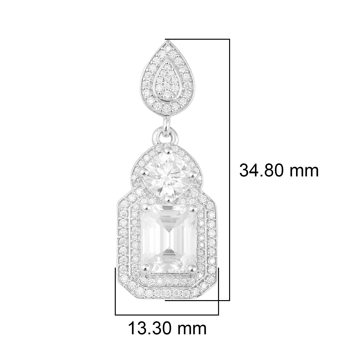 Moissanite Teardrop Halo Drops Earrings- Sterling Silver