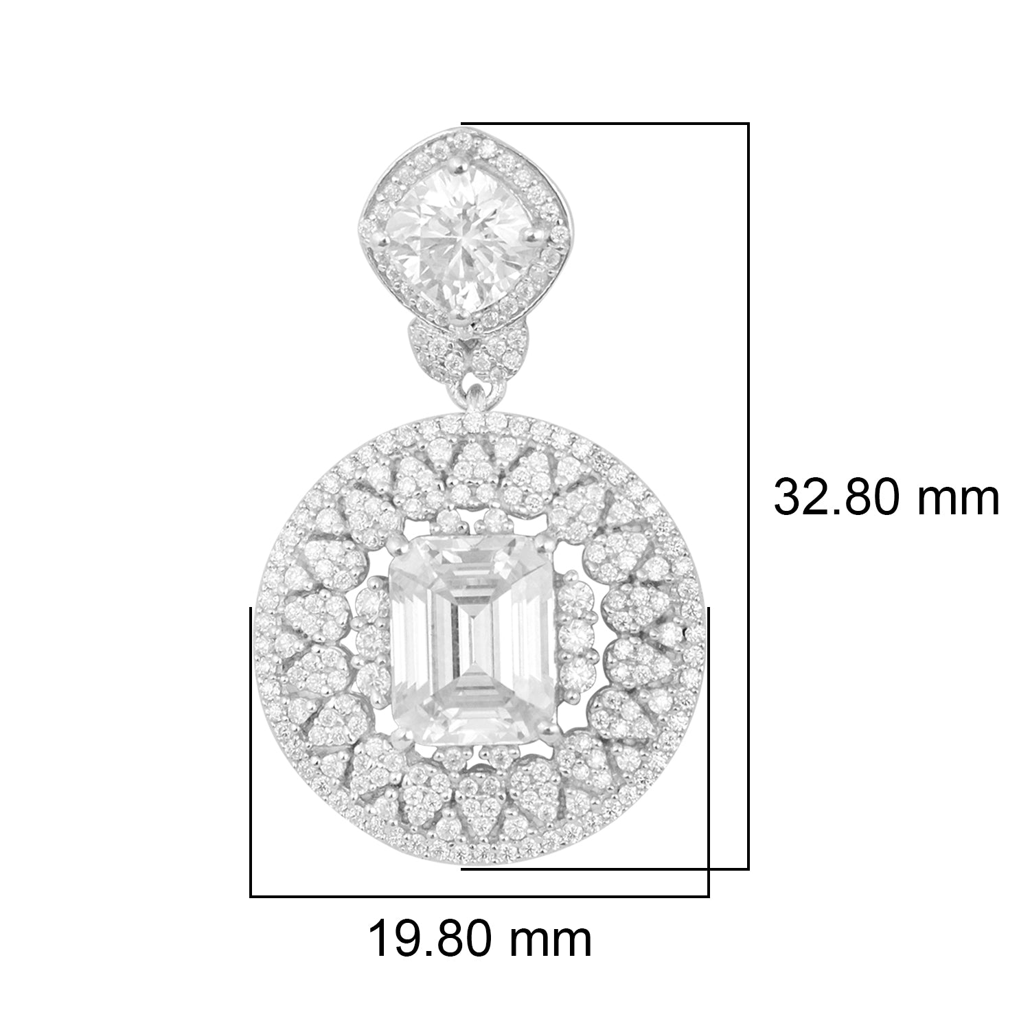 Orecchini pendenti con alone di moissanite e cerchio - Argento Sterling
