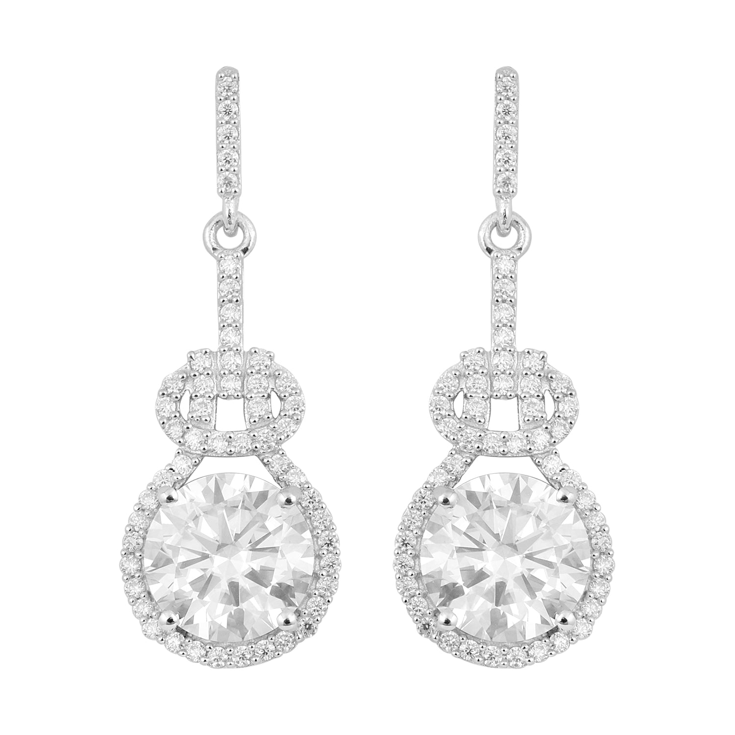 Moissanite Bow Drop Earrings - Sterling Silver