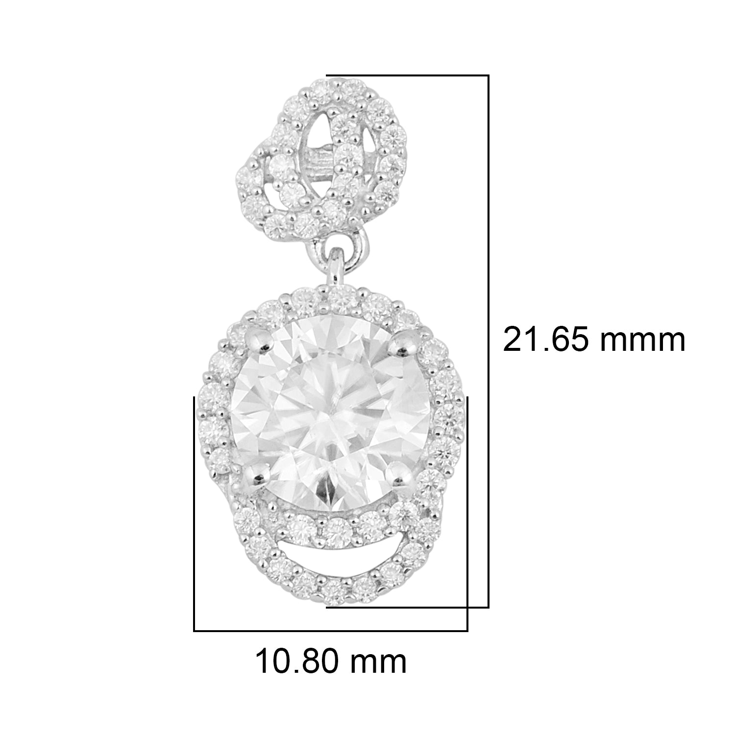 Orecchini pendenti con alone rotondo di moissanite - Argento Sterling
