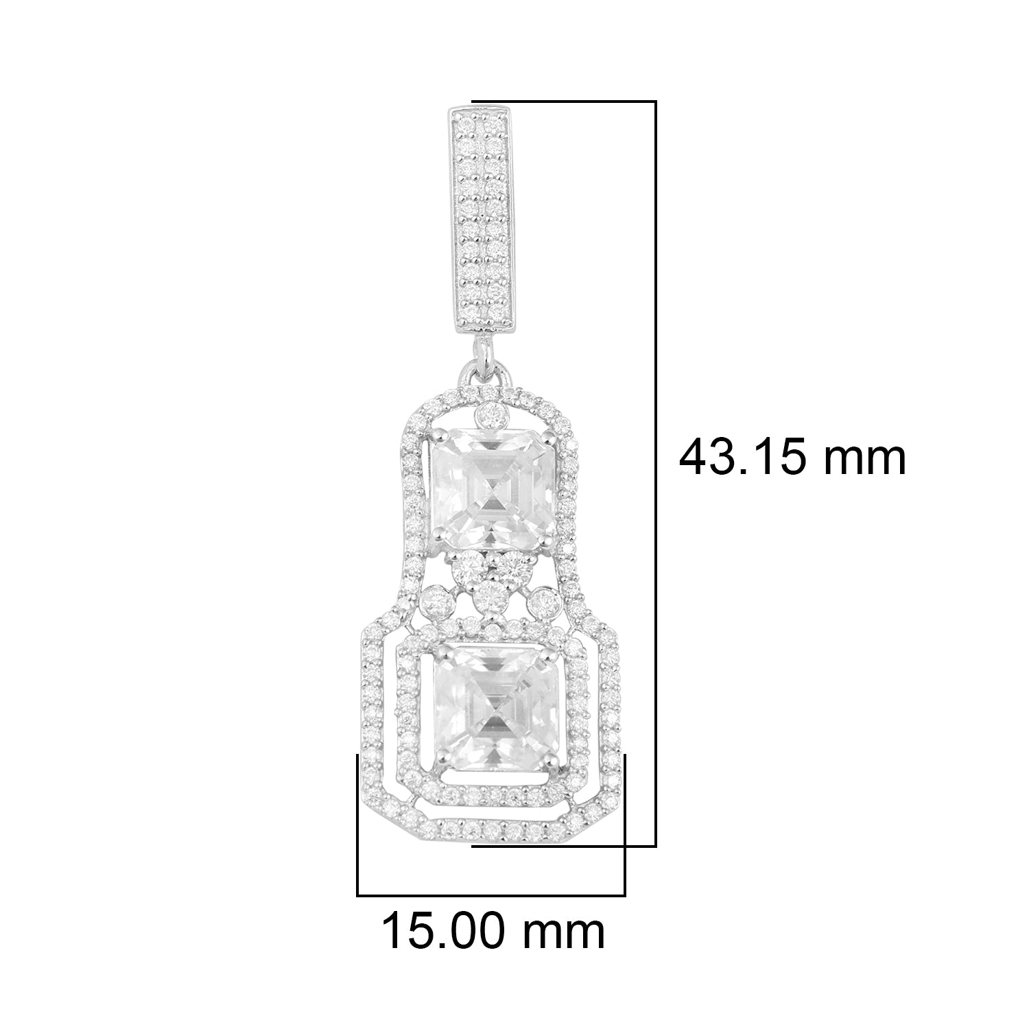 Orecchini pendenti geometrici con moissanite - Argento sterling