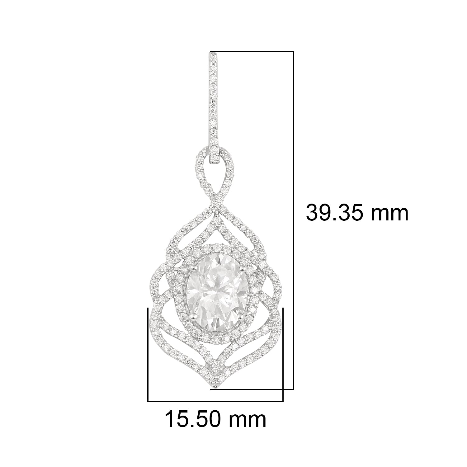 Orecchino con design in filigrana di moissanite - Argento Sterling