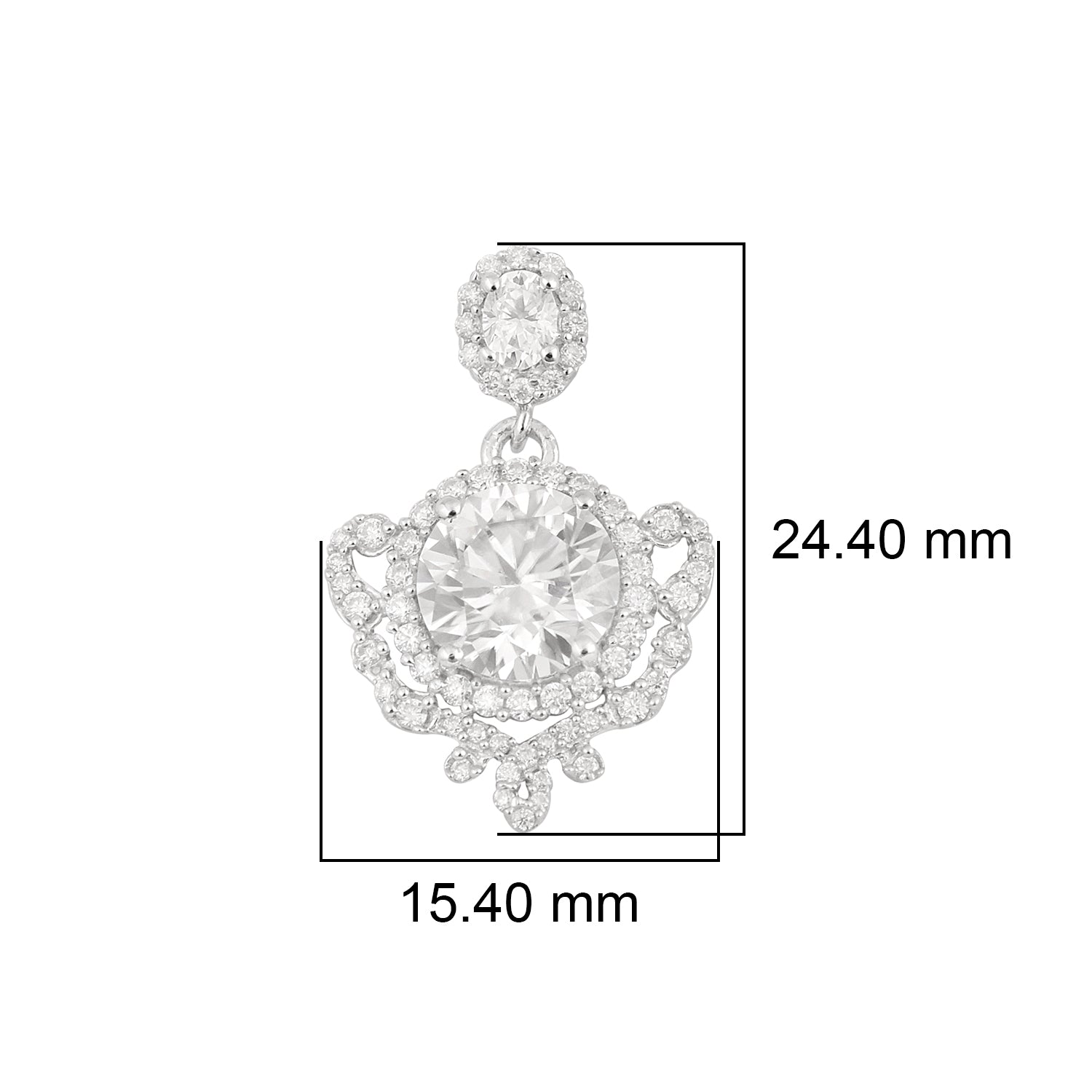Orecchino a pergamena vintage con moissanite rotonda - Argento Sterling